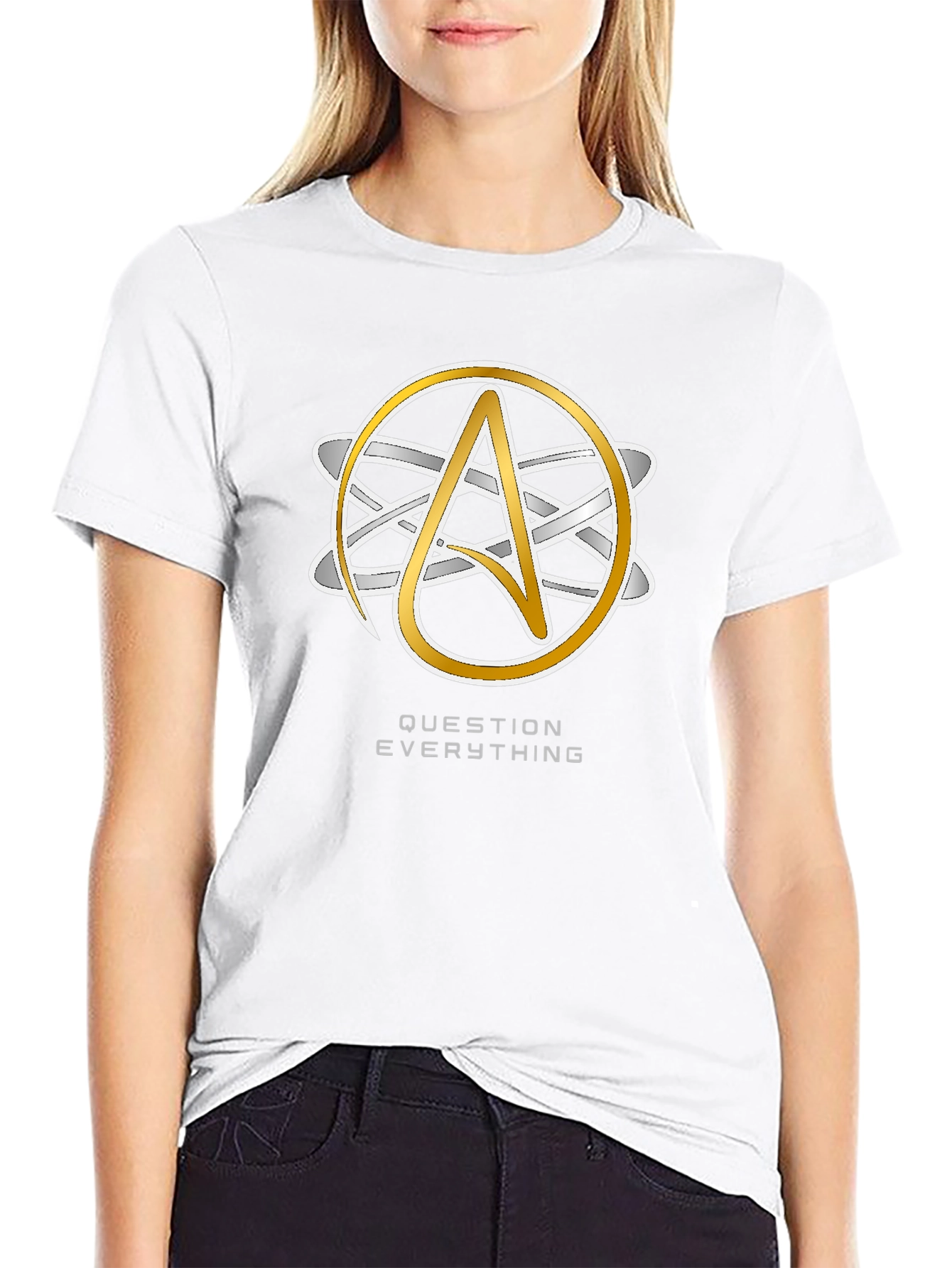 Atheist Symbol Black T-Shirt - Question Everything