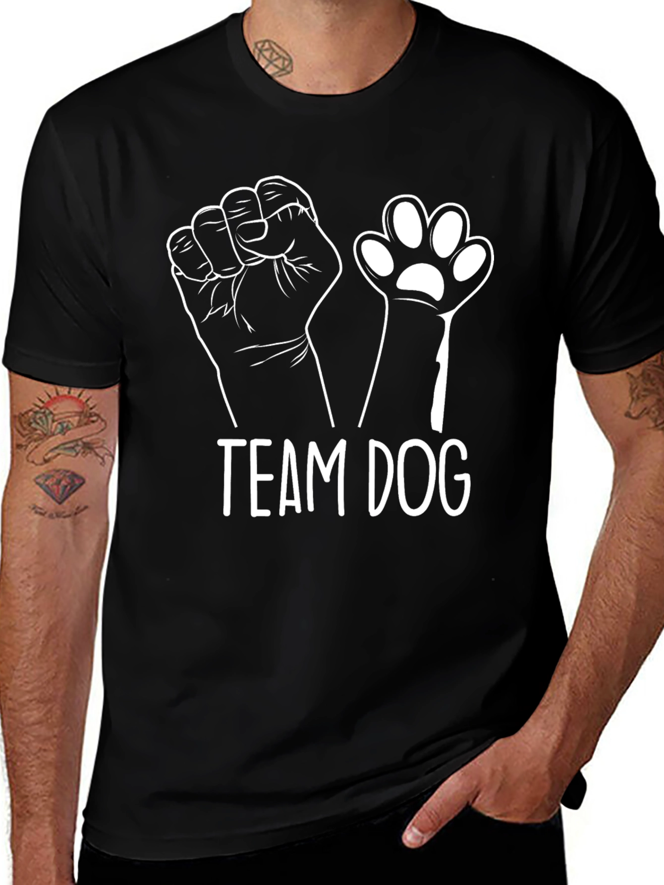 Team Dog T-Shirt - Black Crew Neck Tee