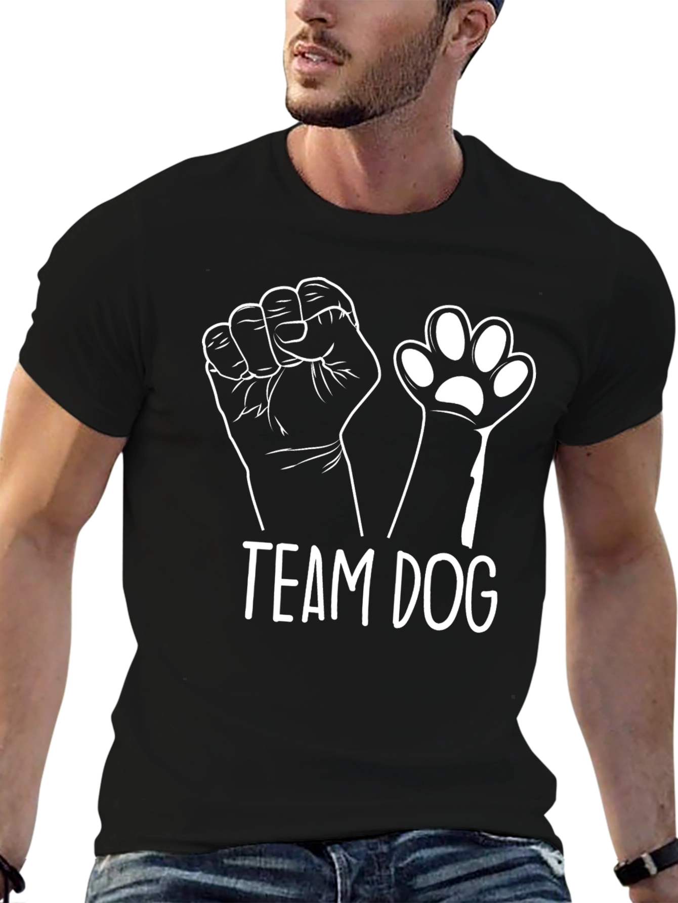 Team Dog T-Shirt - Black Crew Neck Tee