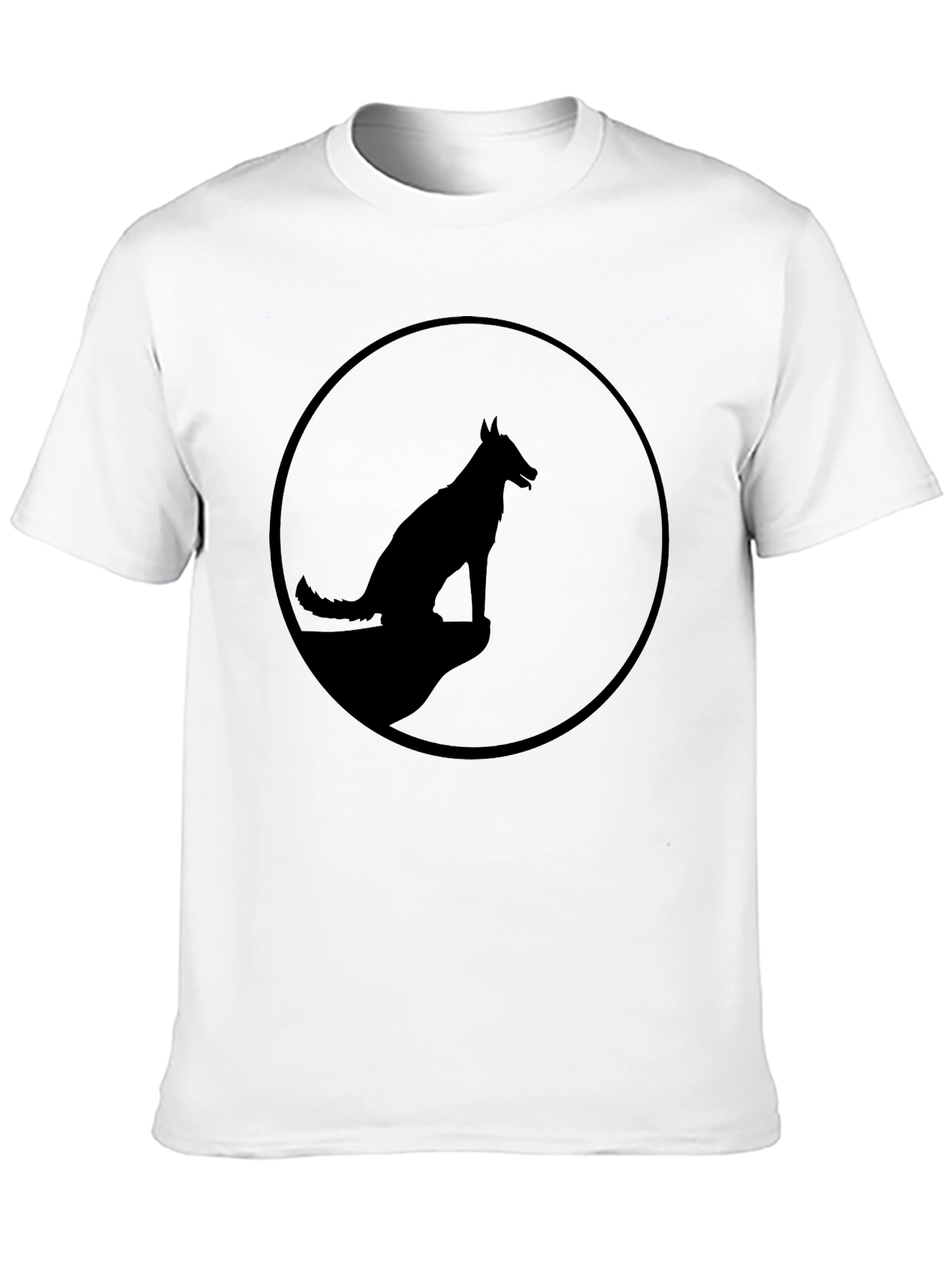 Mens Black T-Shirt with Dog Silhouette Graphic
