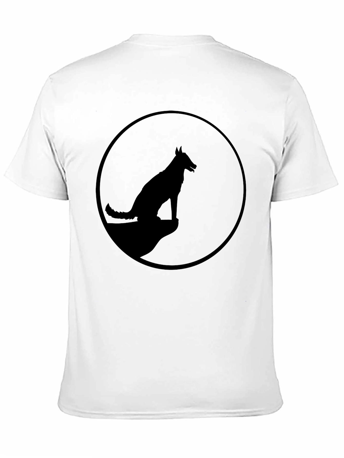 Mens Black T-Shirt with Dog Silhouette Graphic