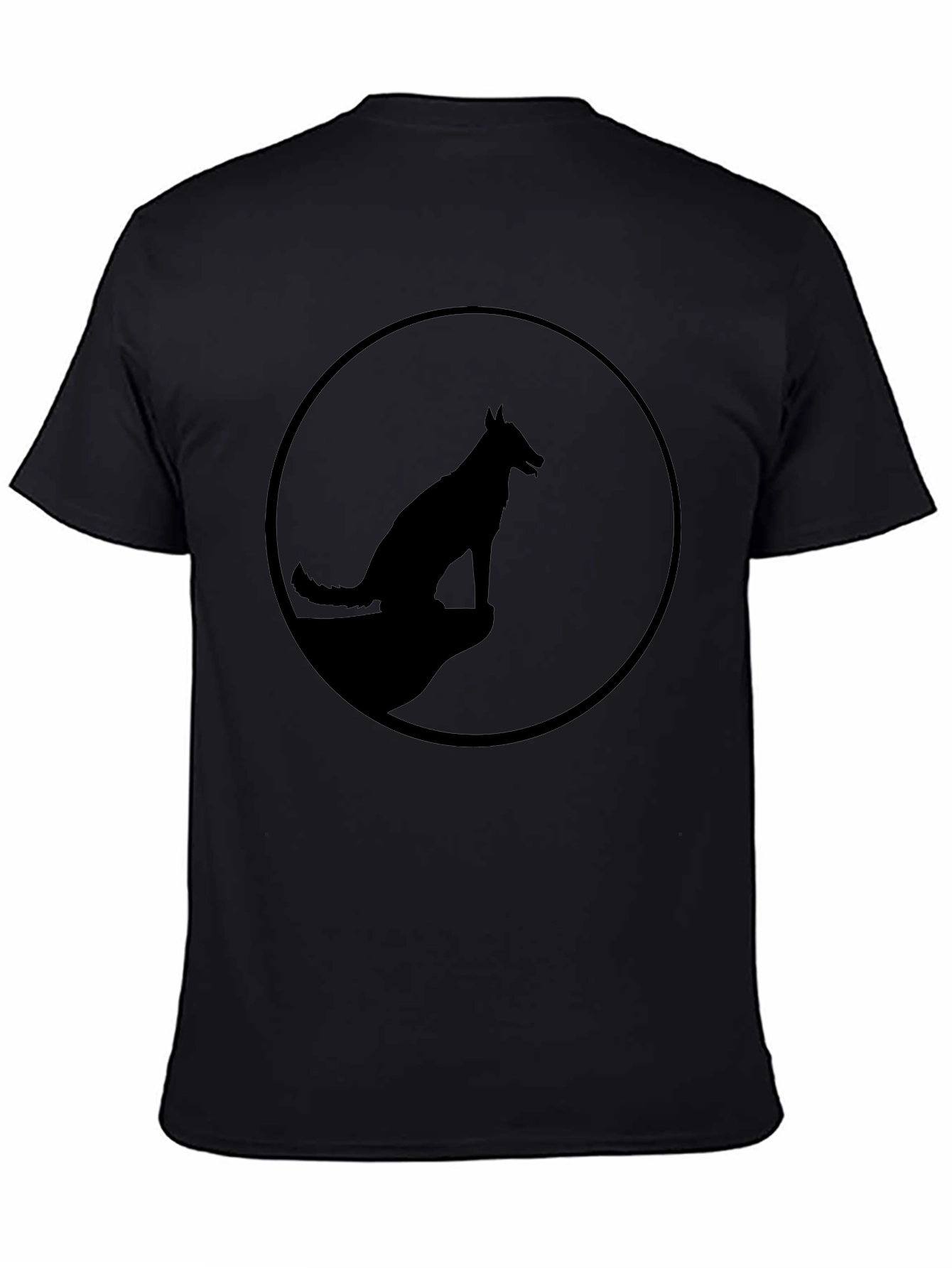Mens Black T-Shirt with Dog Silhouette Graphic