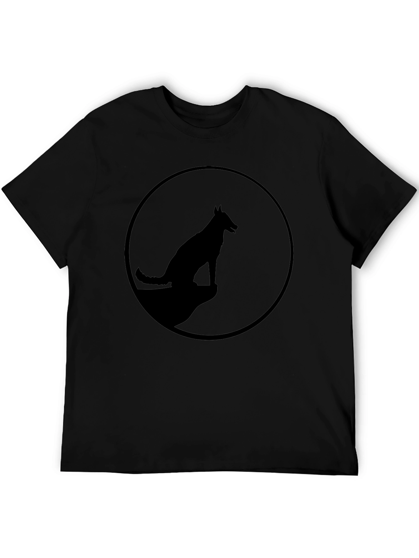 Mens Black T-Shirt with Dog Silhouette Graphic