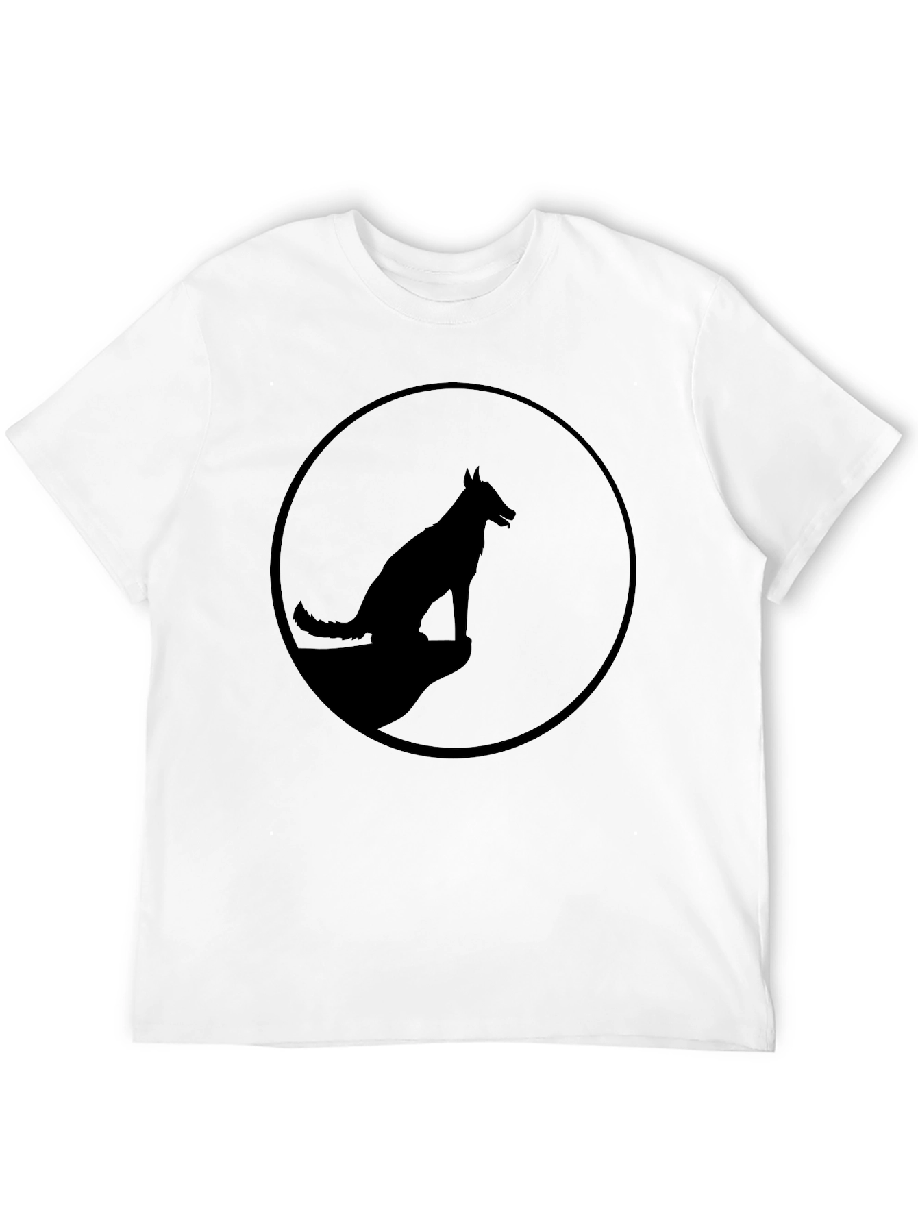 Mens Black T-Shirt with Dog Silhouette Graphic