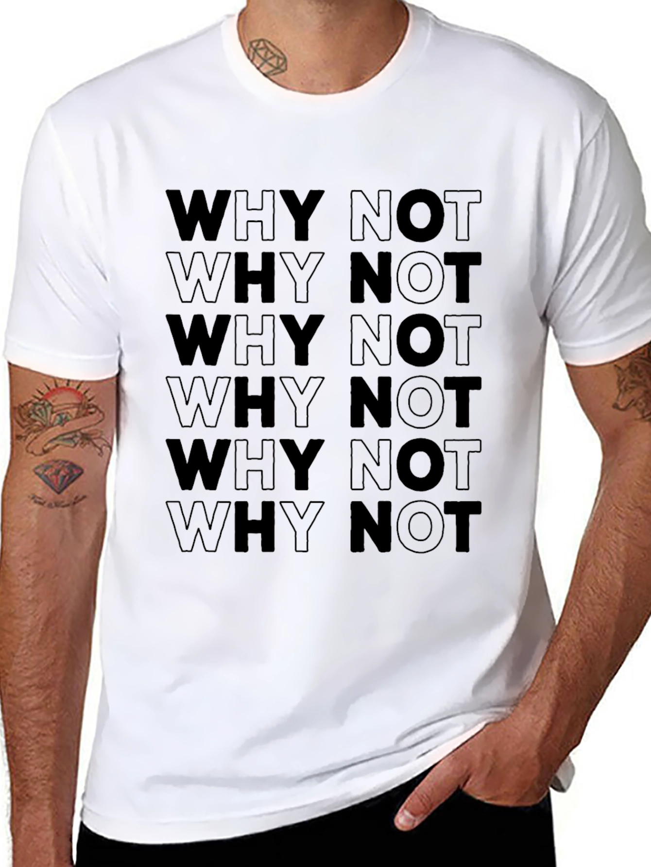 Why Not Graphic Tee - Black Crew Neck T-Shirt