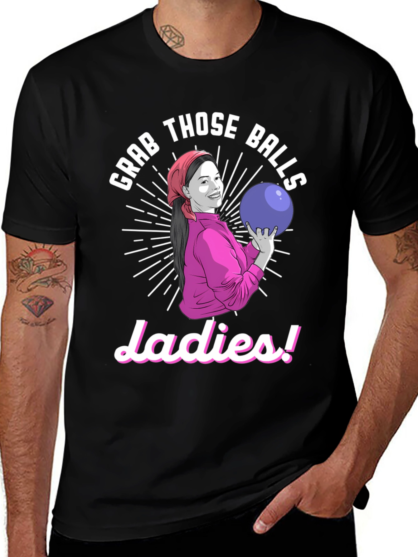 Grab Those Balls Ladies T-Shirt - Bowling Humor