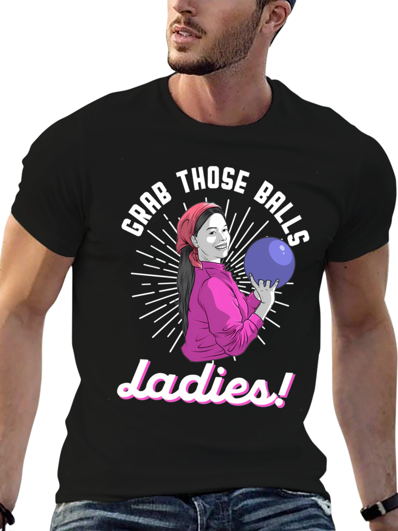 Grab Those Balls Ladies T-Shirt - Bowling Humor