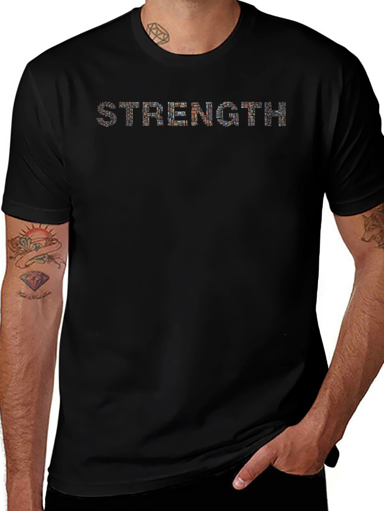 Strength Graphic Print Black T-Shirt