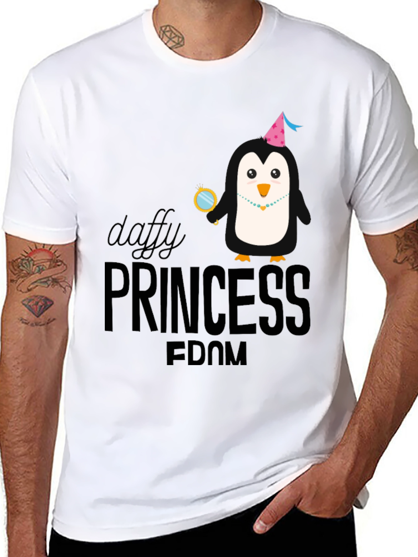 Daffy Princess Penguin Black T-Shirt