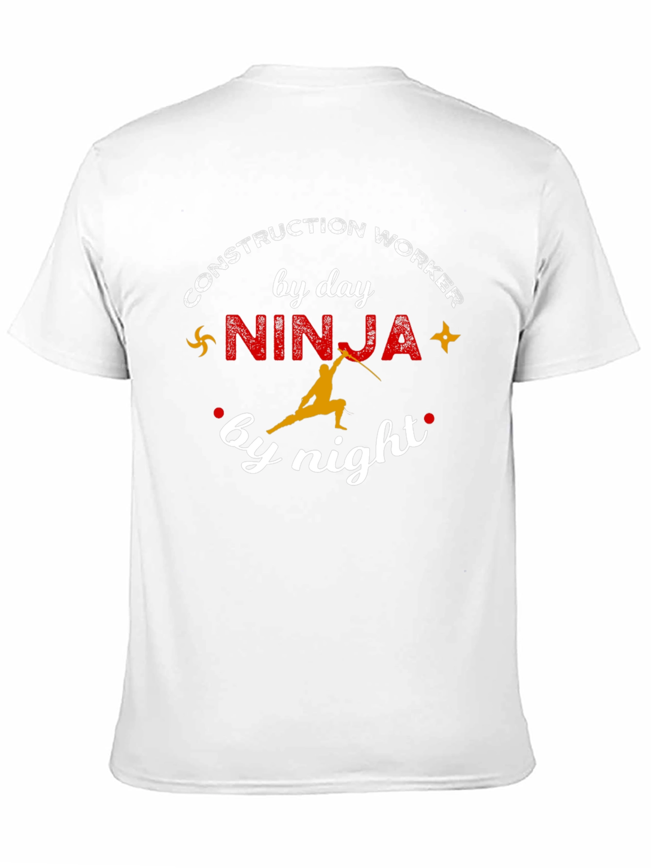 Construction Worker Ninja by Day Night T-Shirt