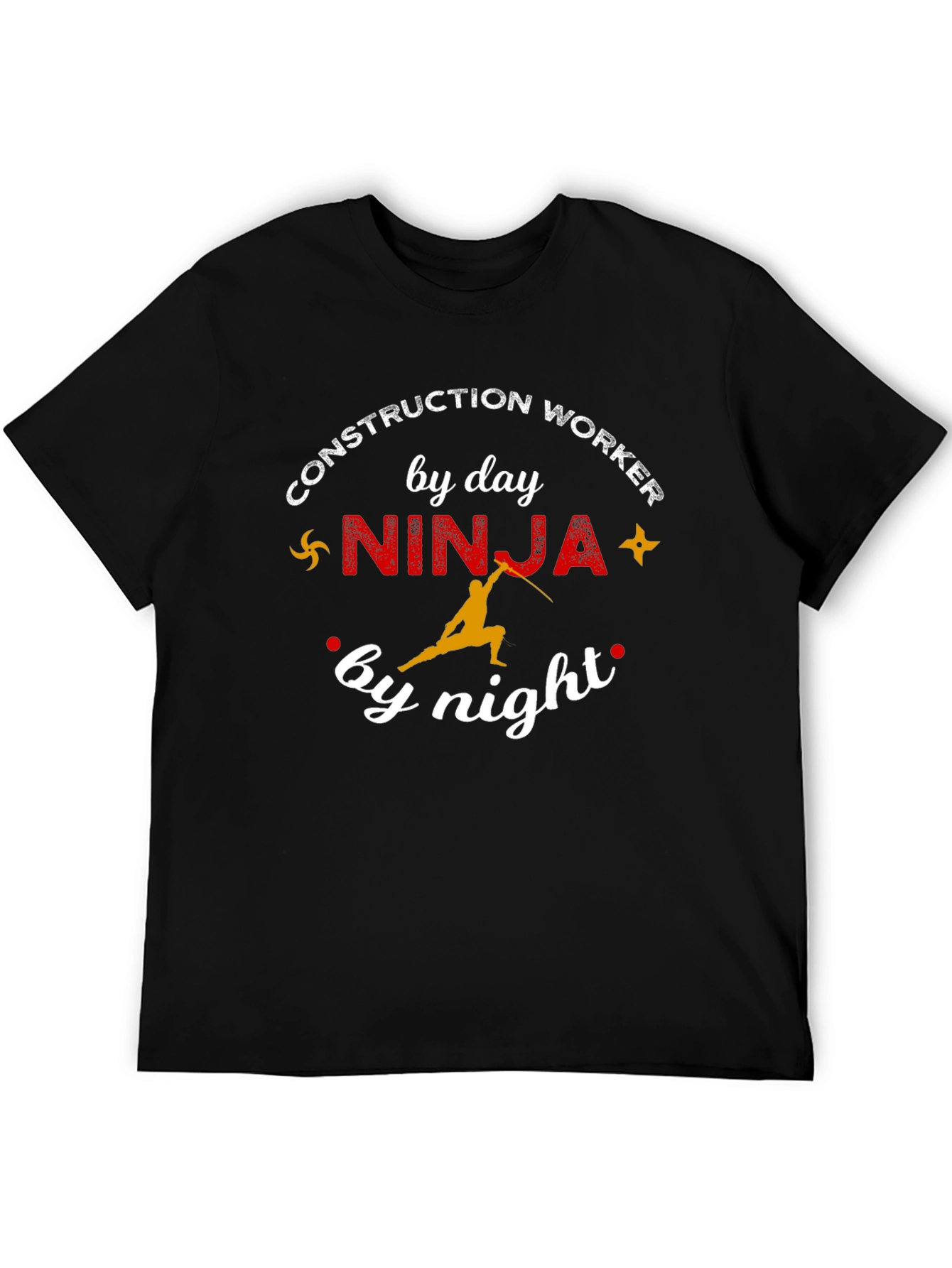 Construction Worker Ninja by Day Night T-Shirt