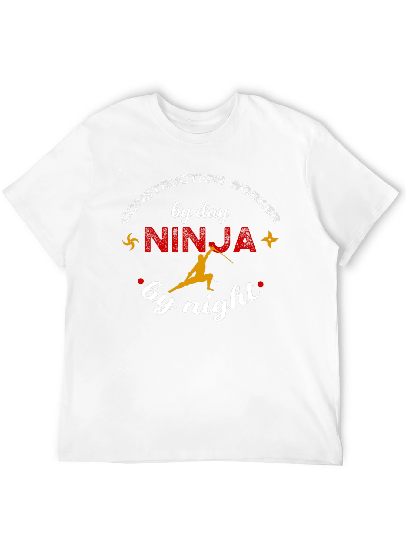 Construction Worker Ninja by Day Night T-Shirt