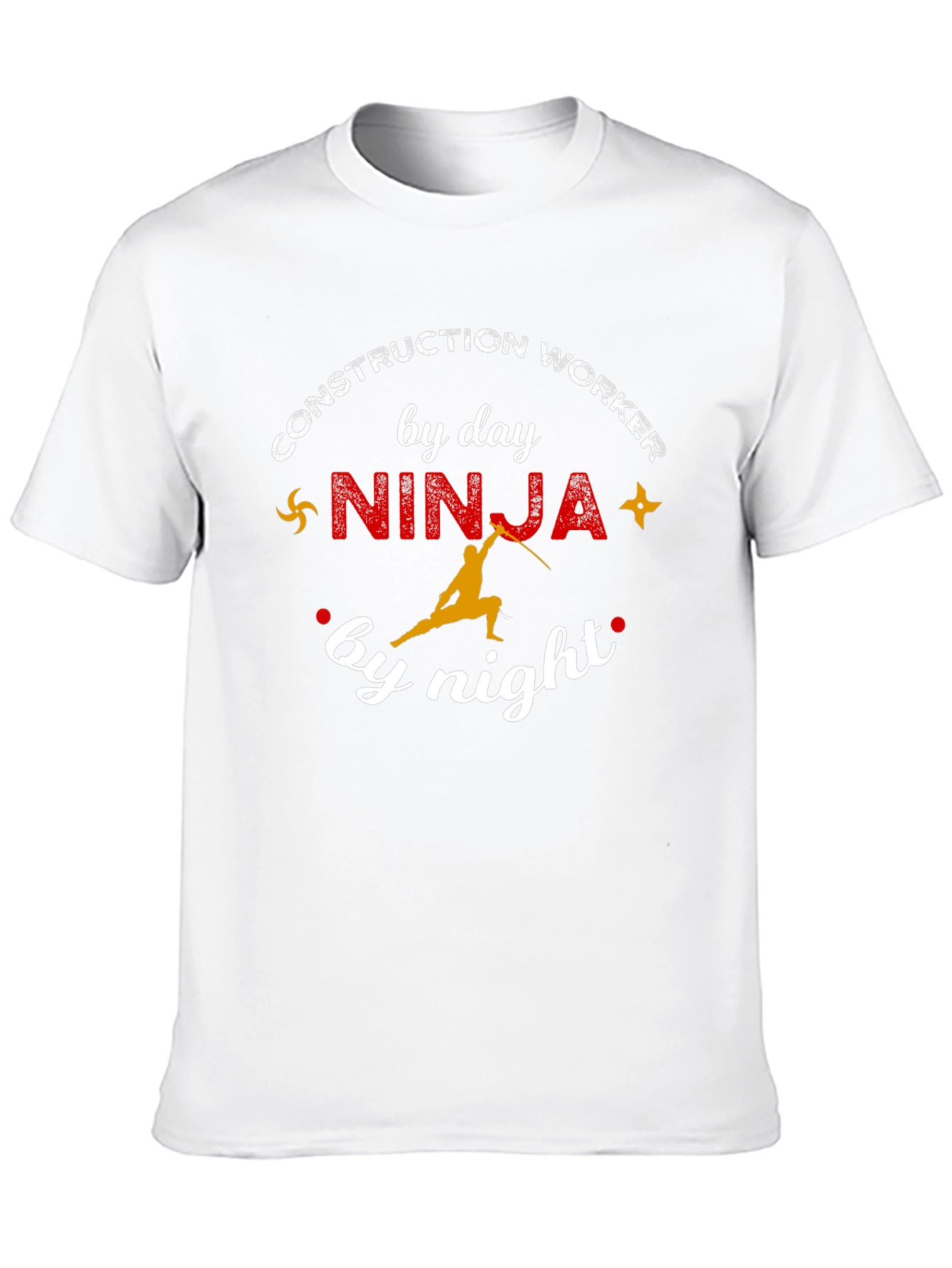 Construction Worker Ninja by Day Night T-Shirt