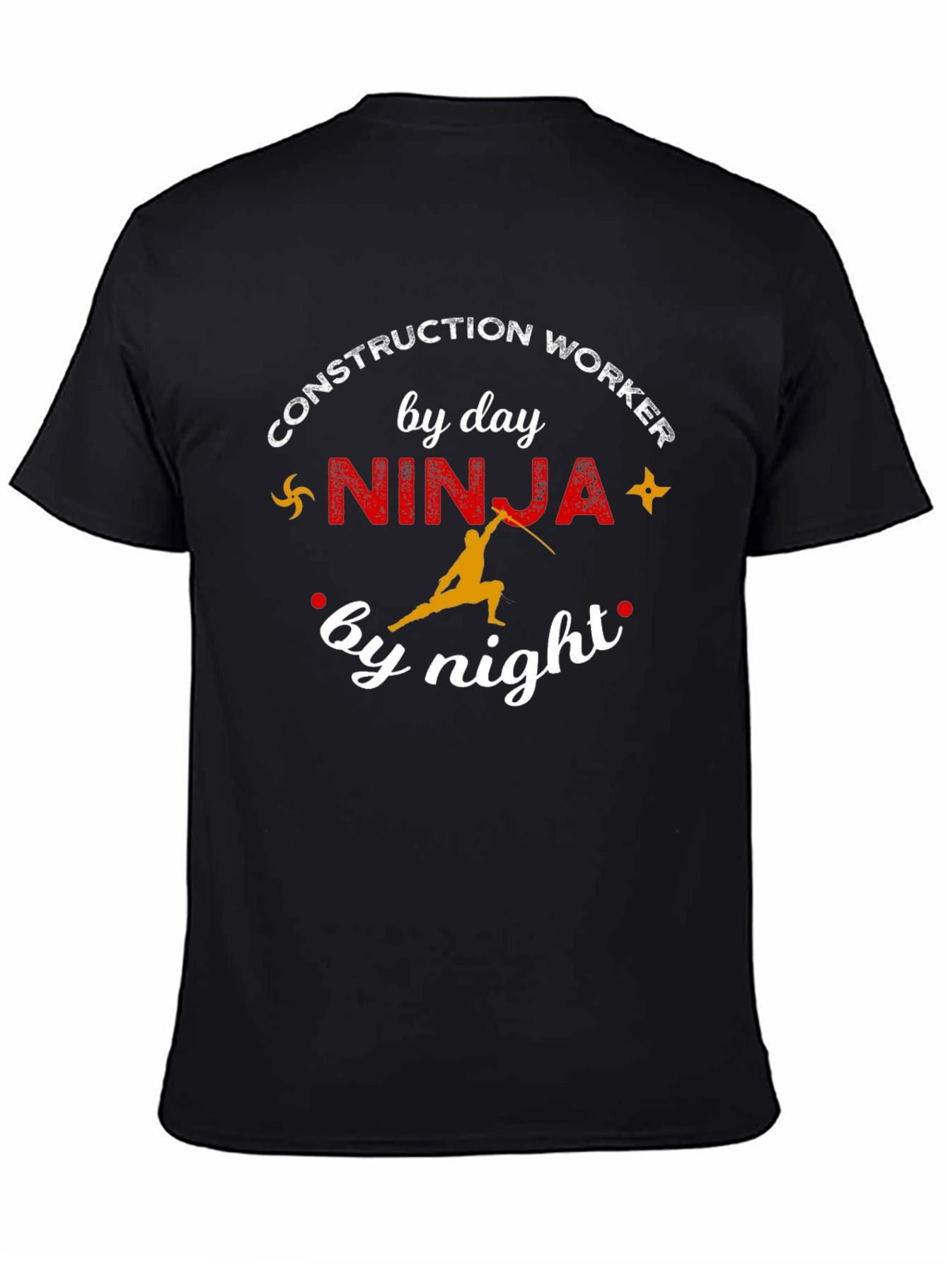 Construction Worker Ninja by Day Night T-Shirt