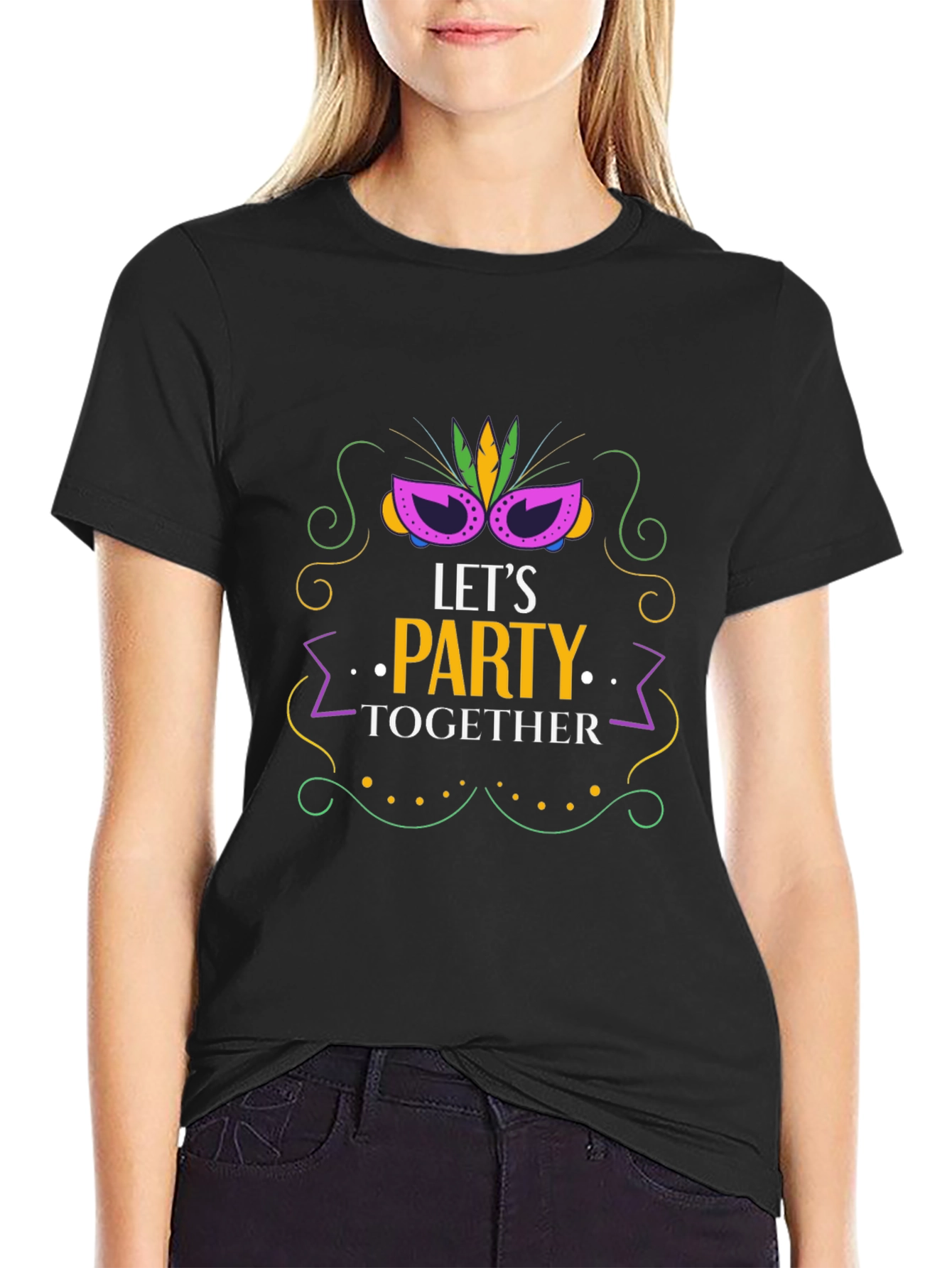Lets Party Together Black Graphic Tee