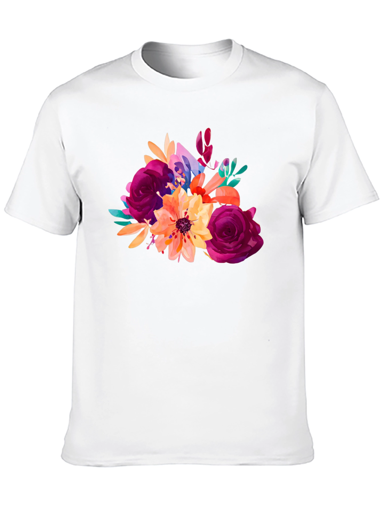 Floral Bouquet Graphic T-Shirt - Stylish Black Tee