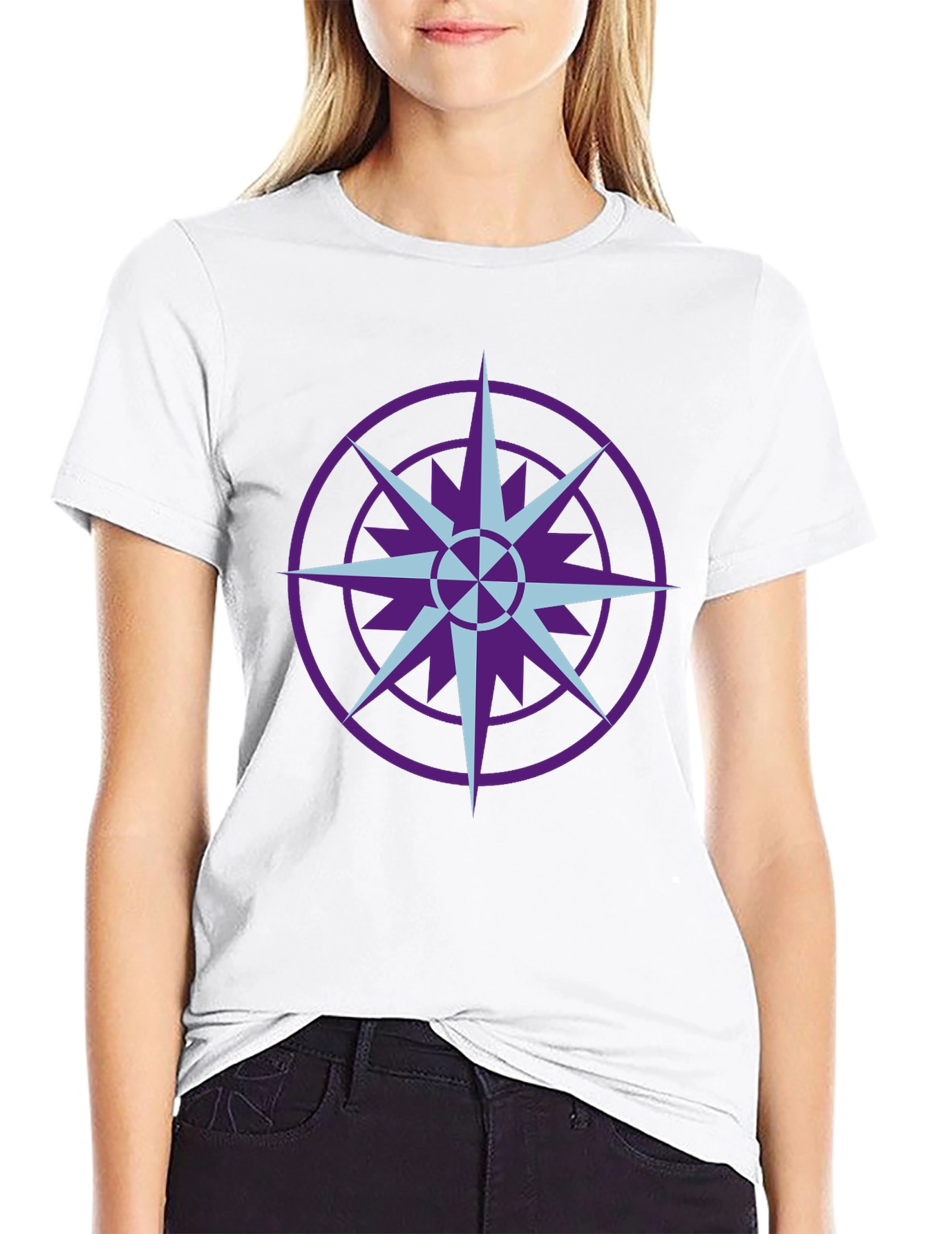 Geometric Compass Graphic T-Shirt - Black