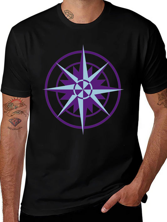 Geometric Compass Graphic T-Shirt - Black