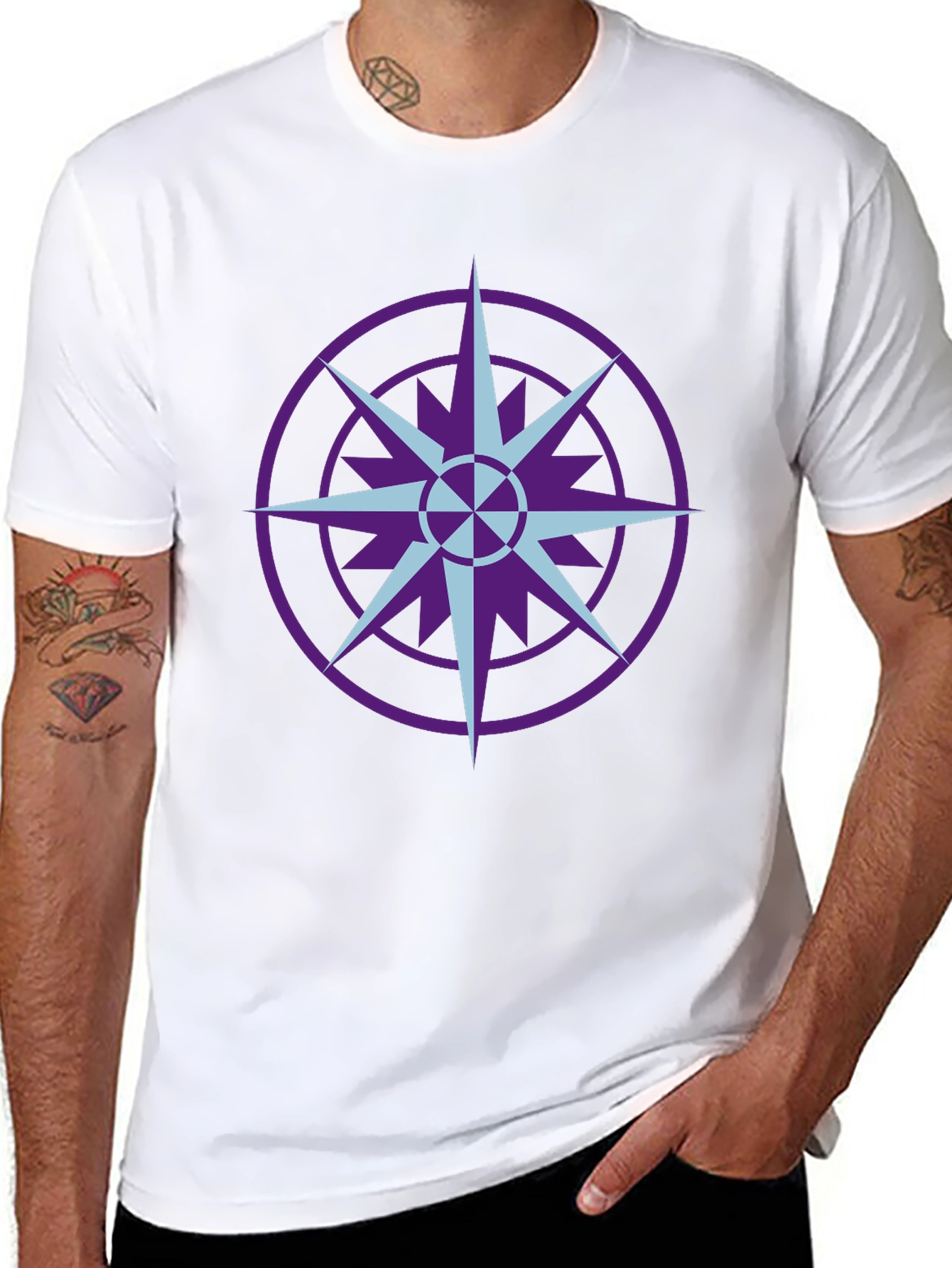 Geometric Compass Graphic T-Shirt - Black