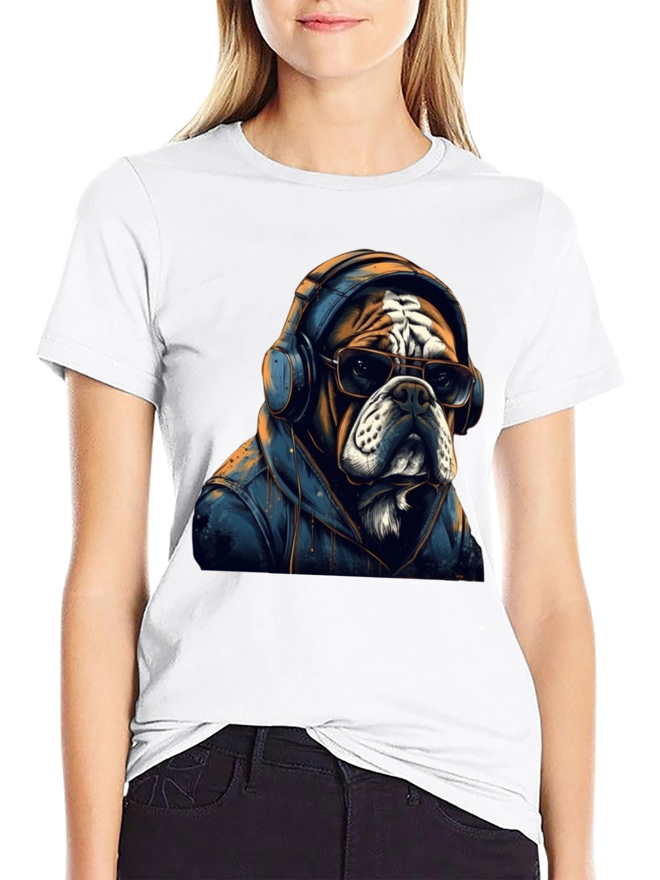 Cool Bulldog Graphic Tee - Unisex Black T-Shirt
