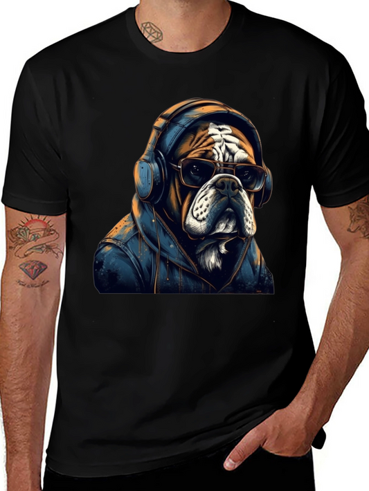 Cool Bulldog Graphic Tee - Unisex Black T-Shirt