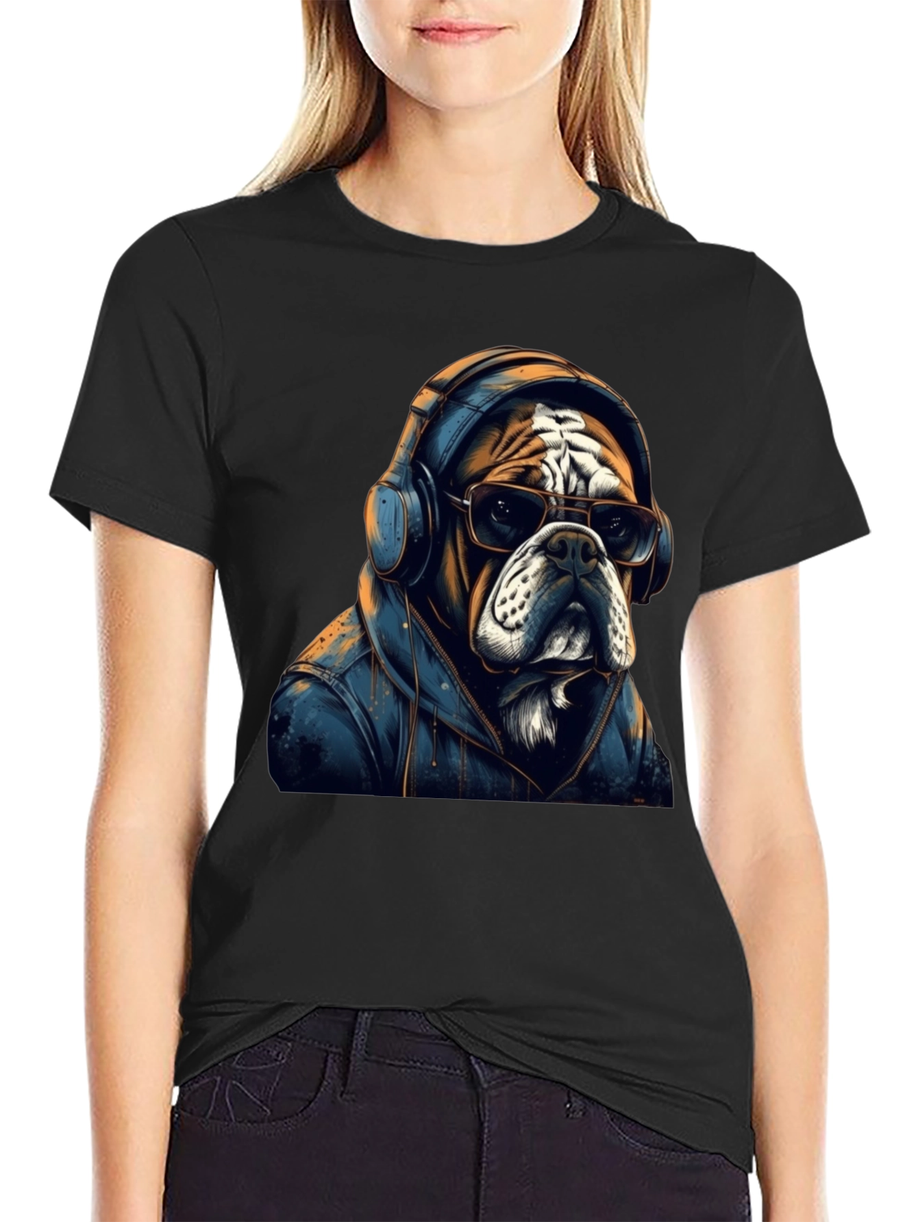 Cool Bulldog Graphic Tee - Unisex Black T-Shirt