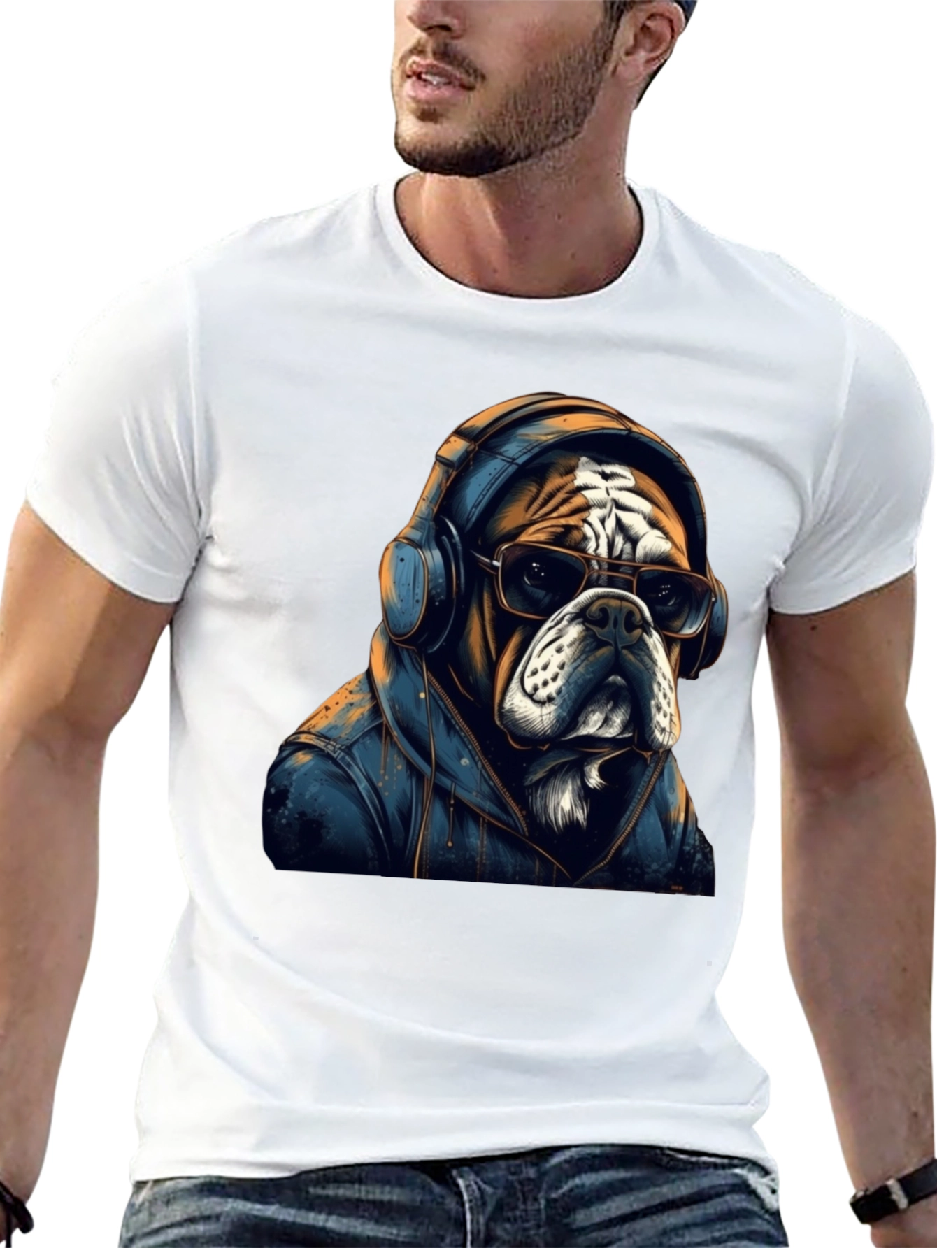Cool Bulldog Graphic Tee - Unisex Black T-Shirt