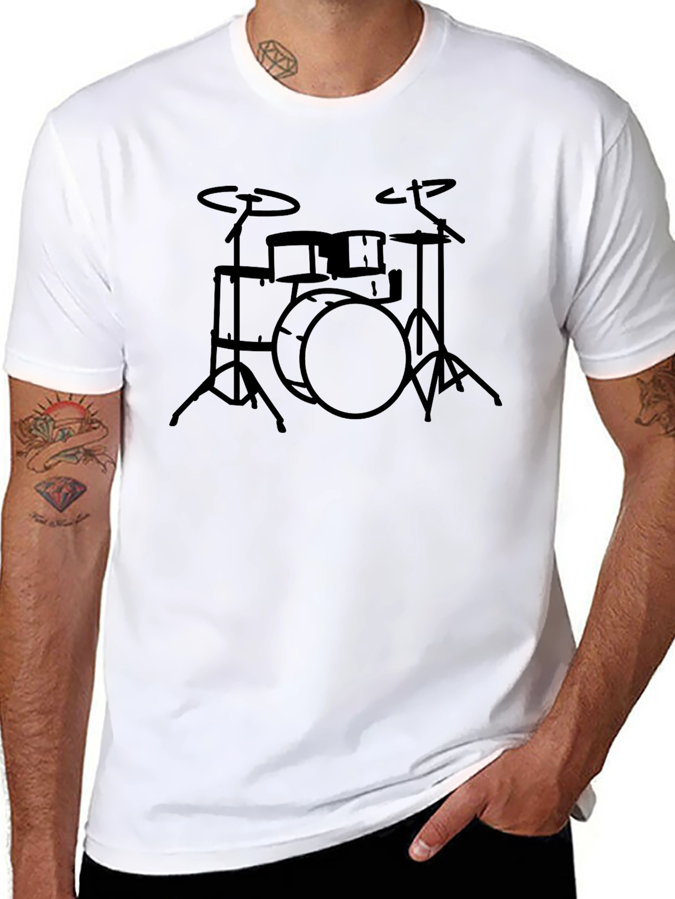 Drum Set Graphic T-Shirt - Minimalist Design