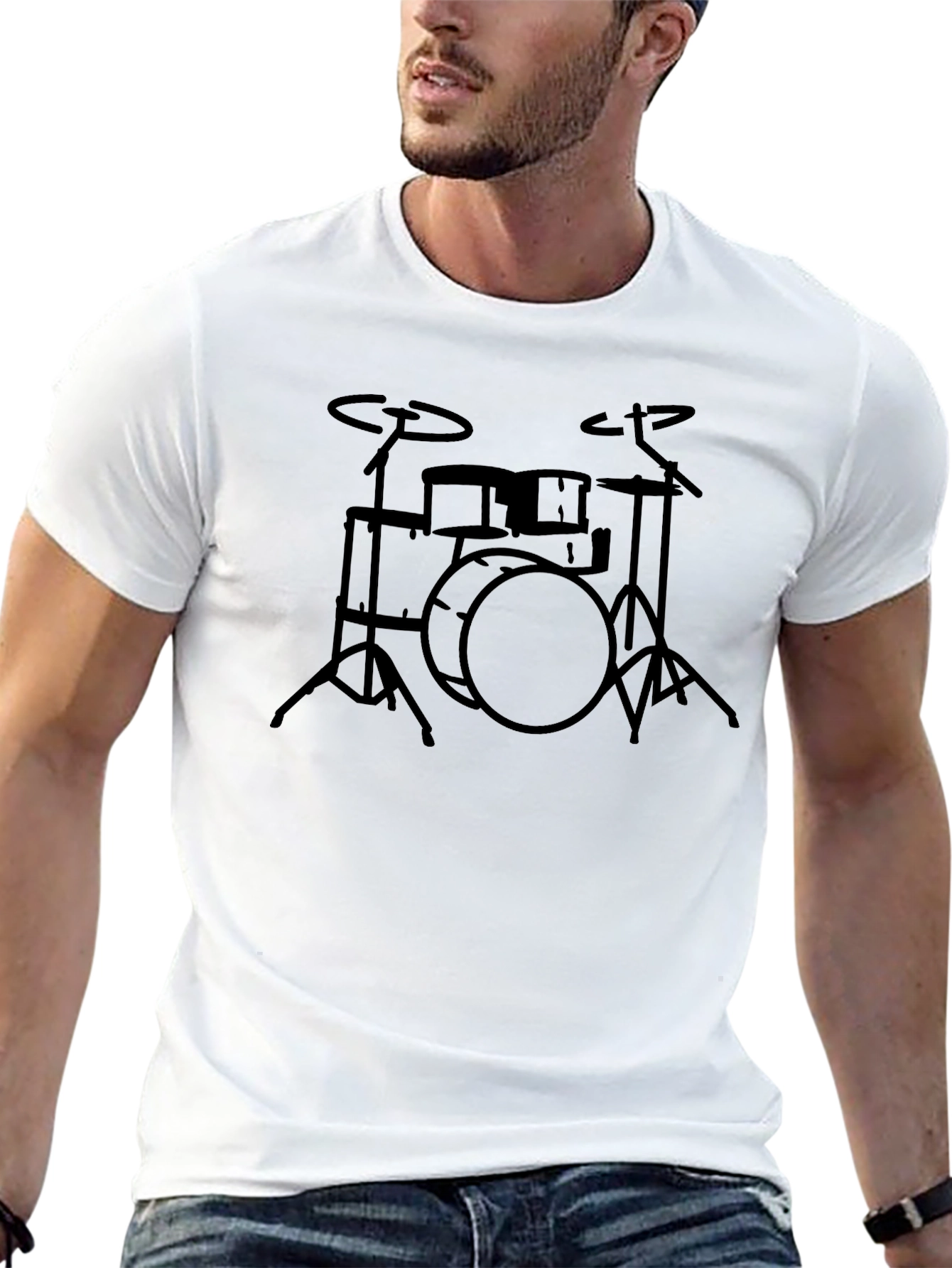 Drum Set Graphic T-Shirt - Minimalist Design
