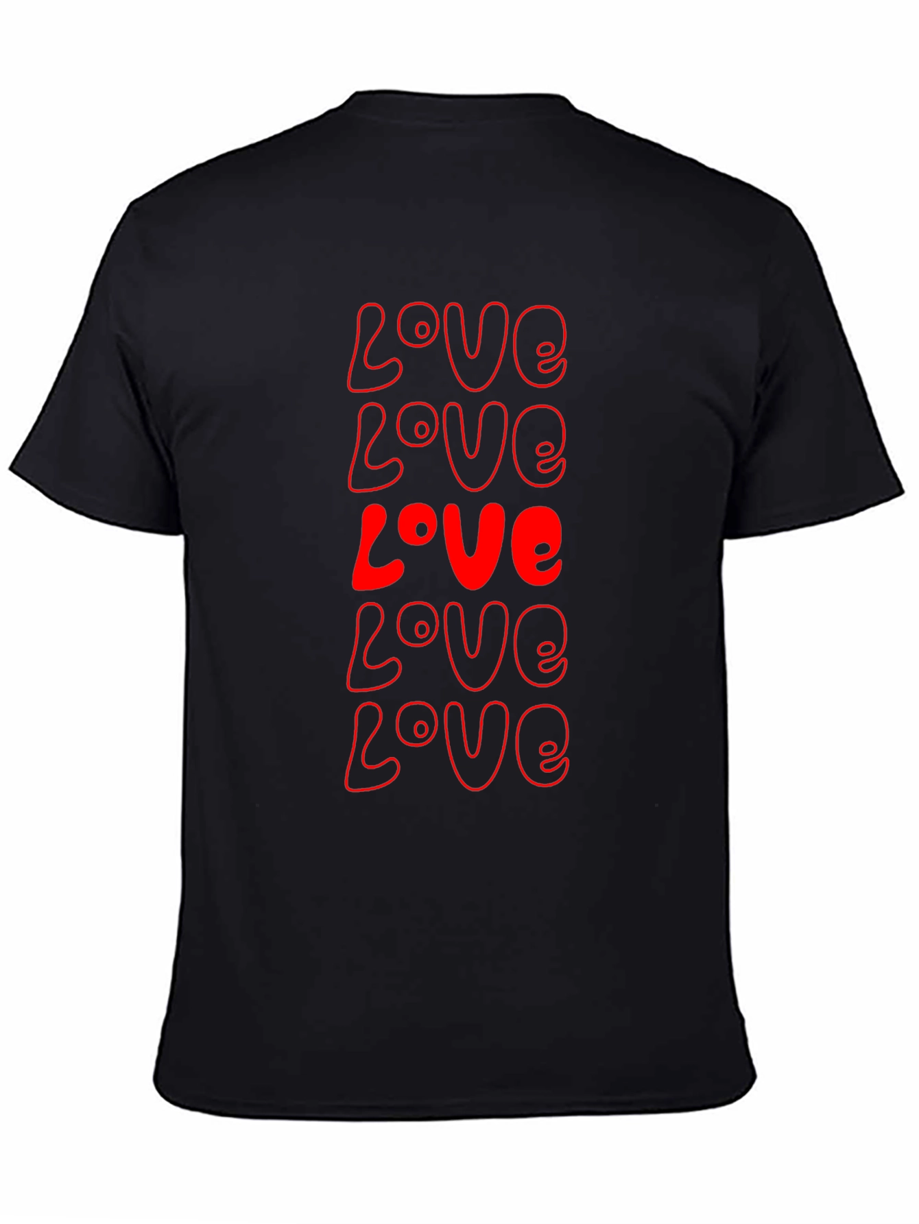 Red Love Print Black T-Shirt