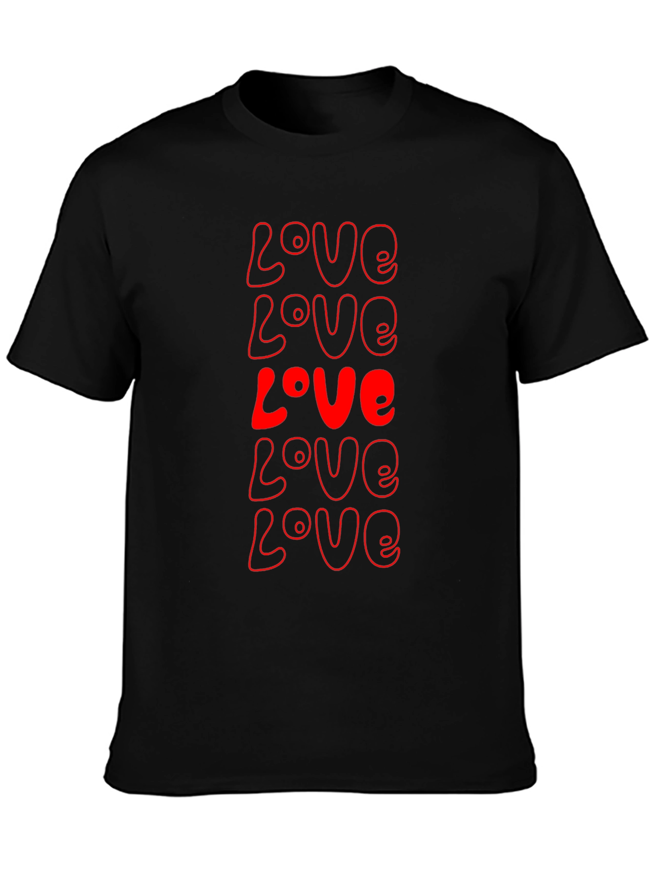 Red Love Print Black T-Shirt