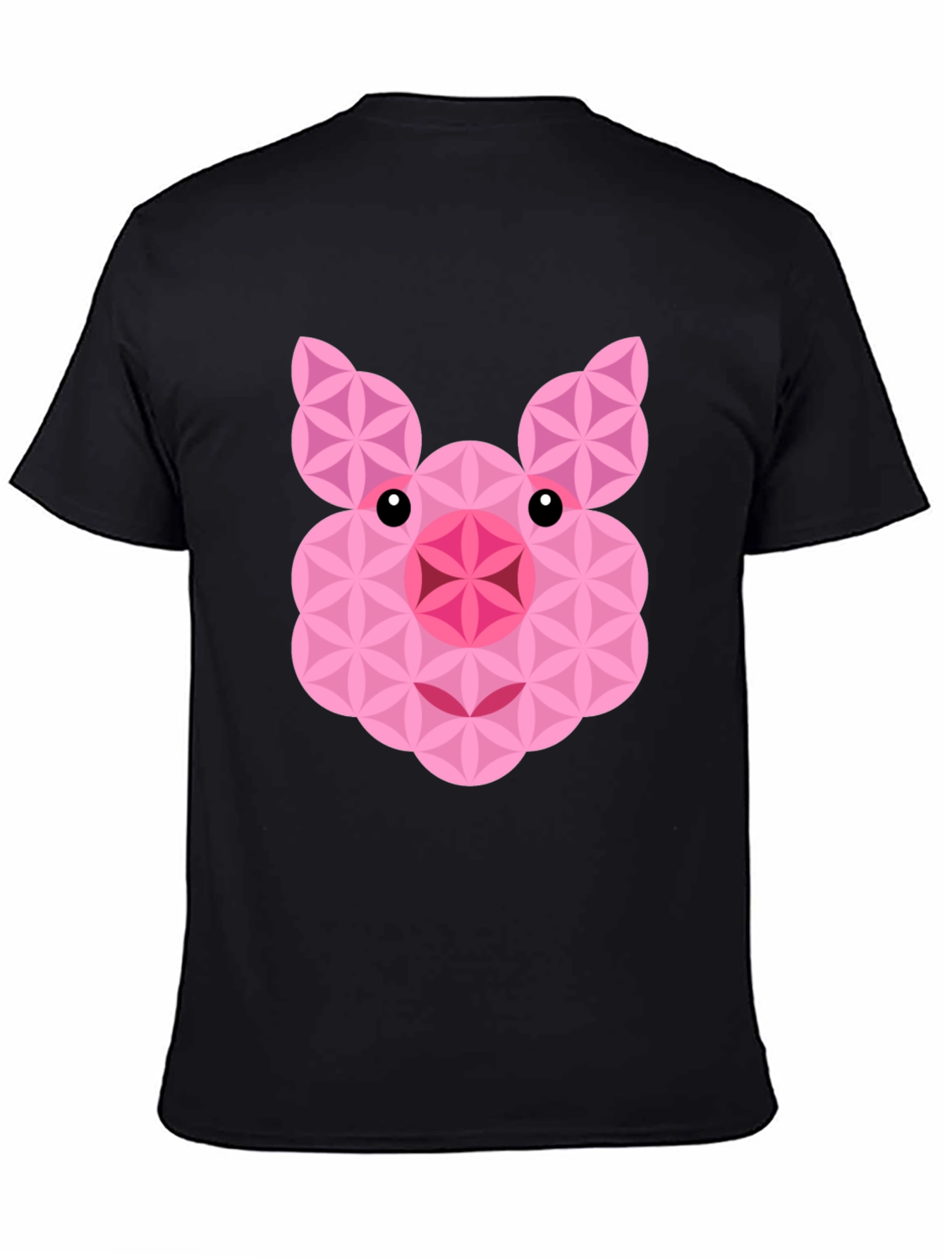 Geometric Pig Graphic Black T-Shirt