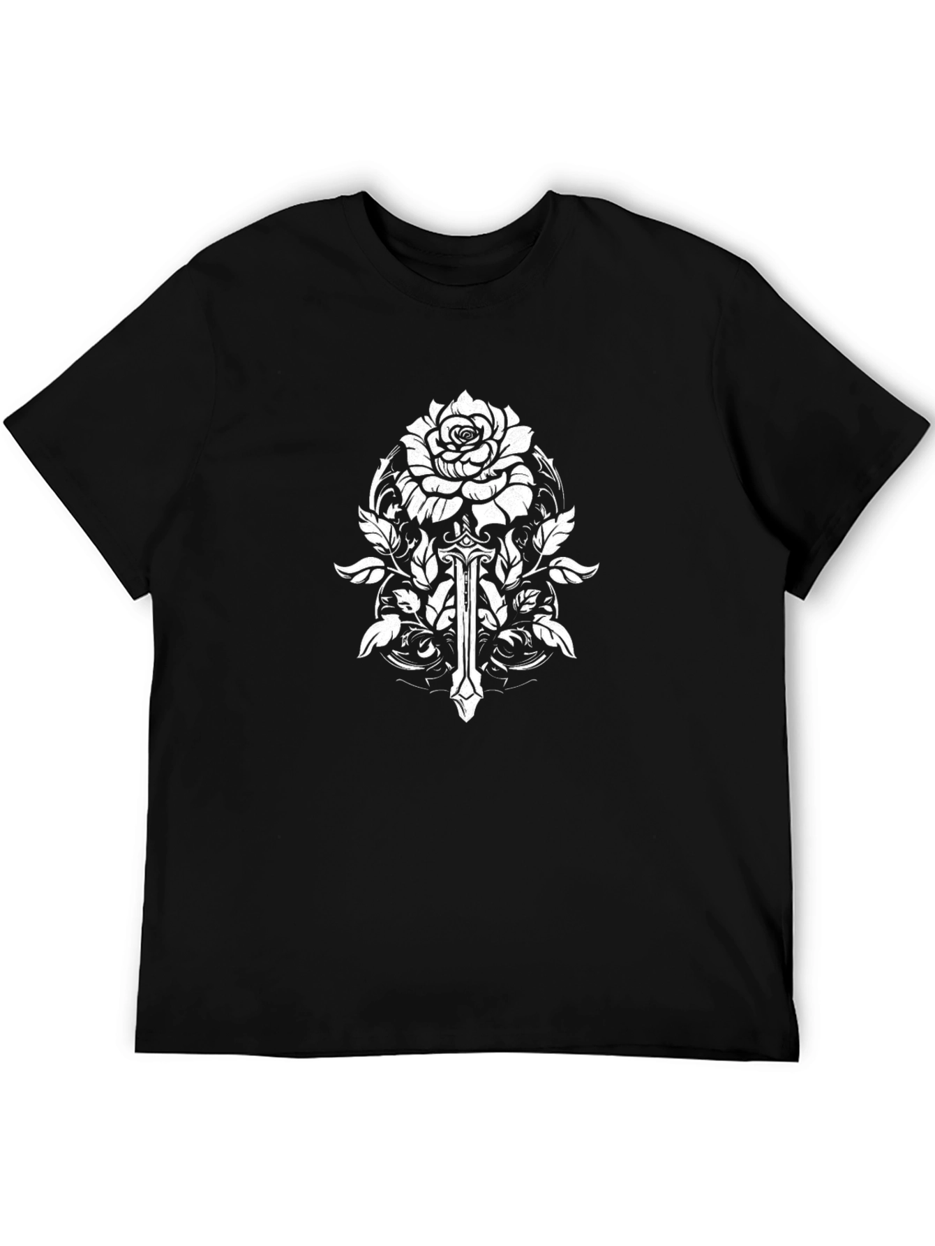 Rose & Sword Graphic Black T-Shirt
