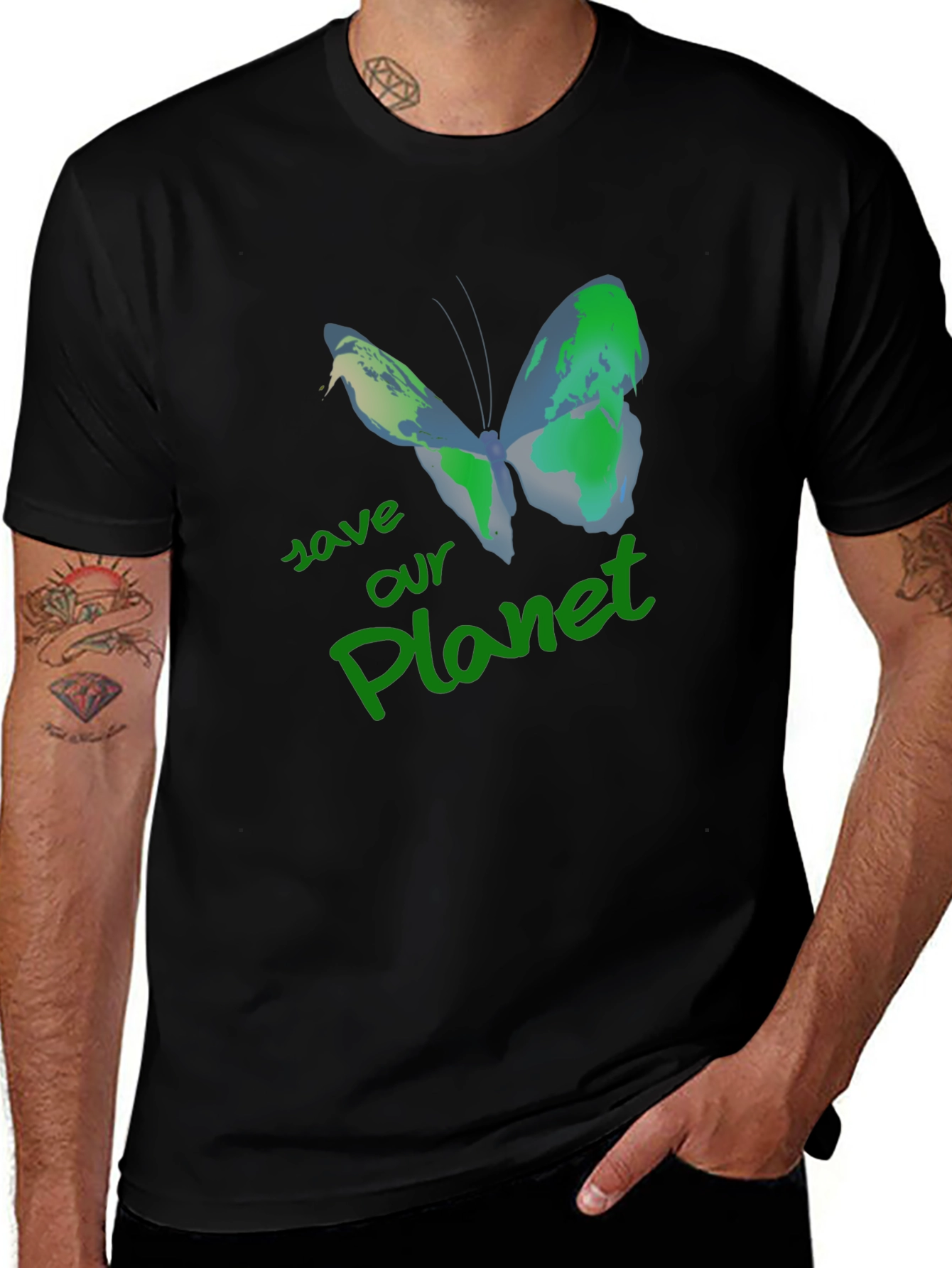 Save Our Planet Earth Butterfly T-Shirt