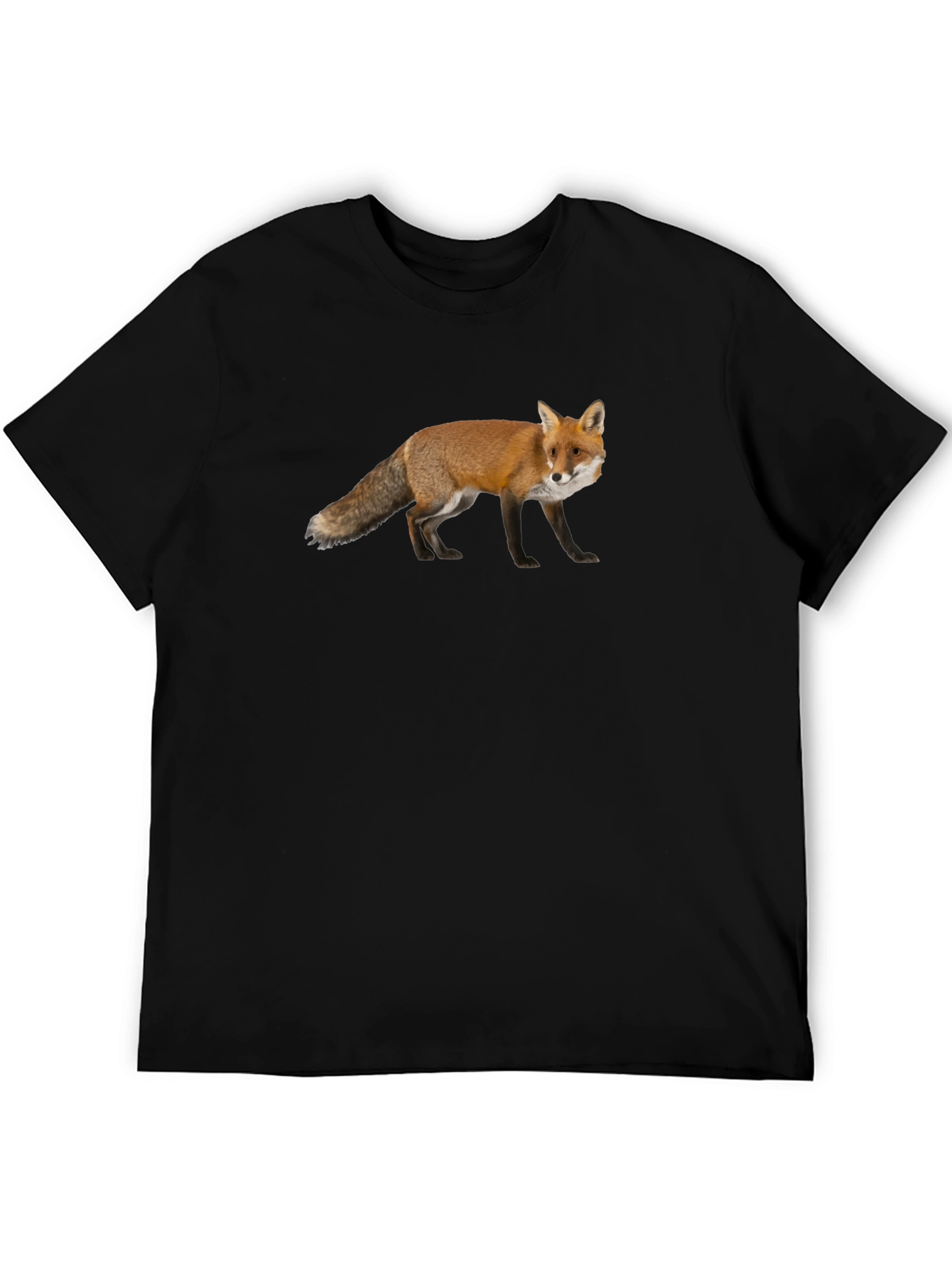 Fox Graphic Print Black Crew Neck T-Shirt