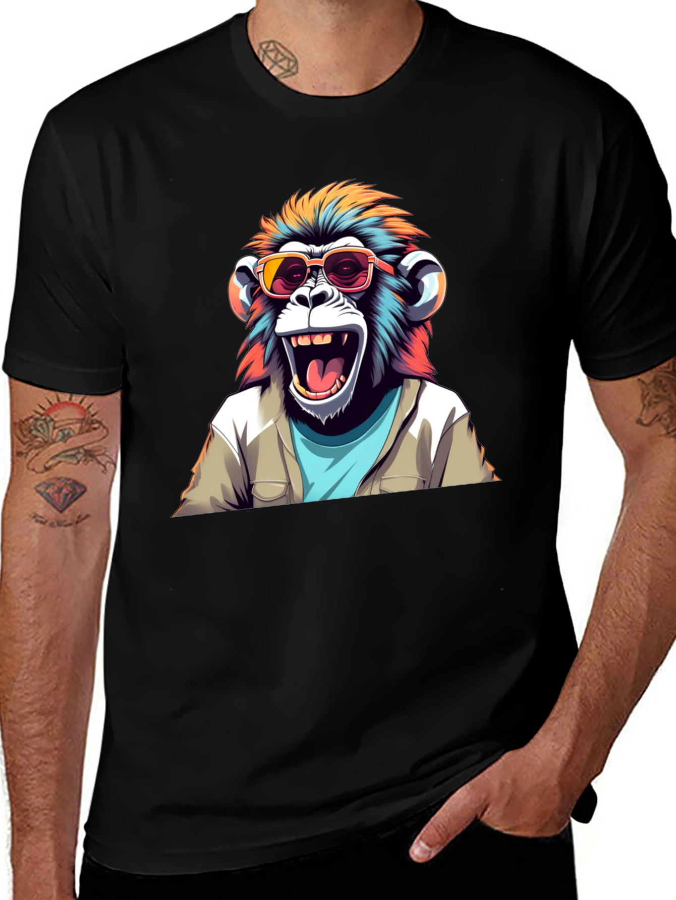 Cool Monkey Graphic Tee - Black T-Shirt