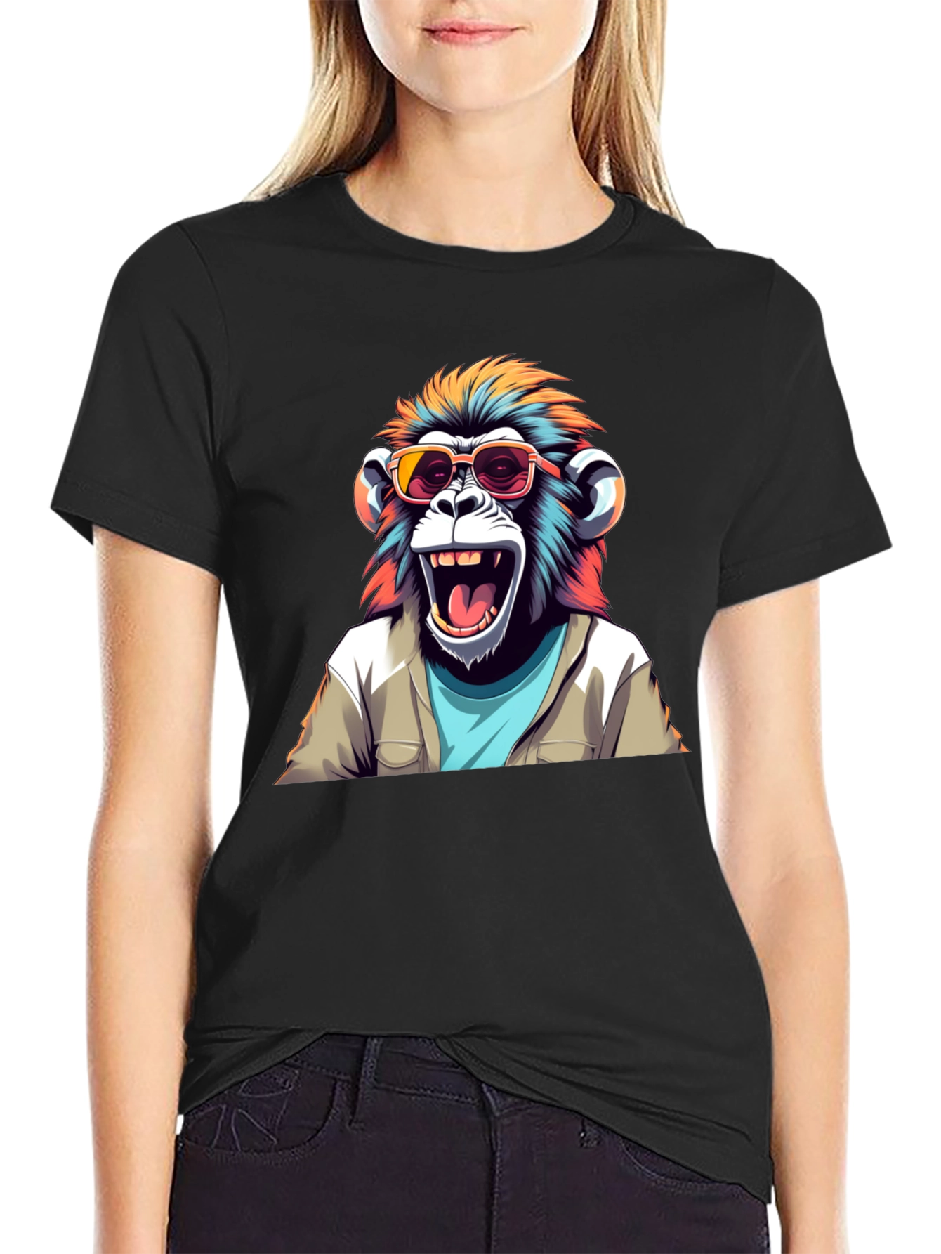 Cool Monkey Graphic Tee - Black T-Shirt