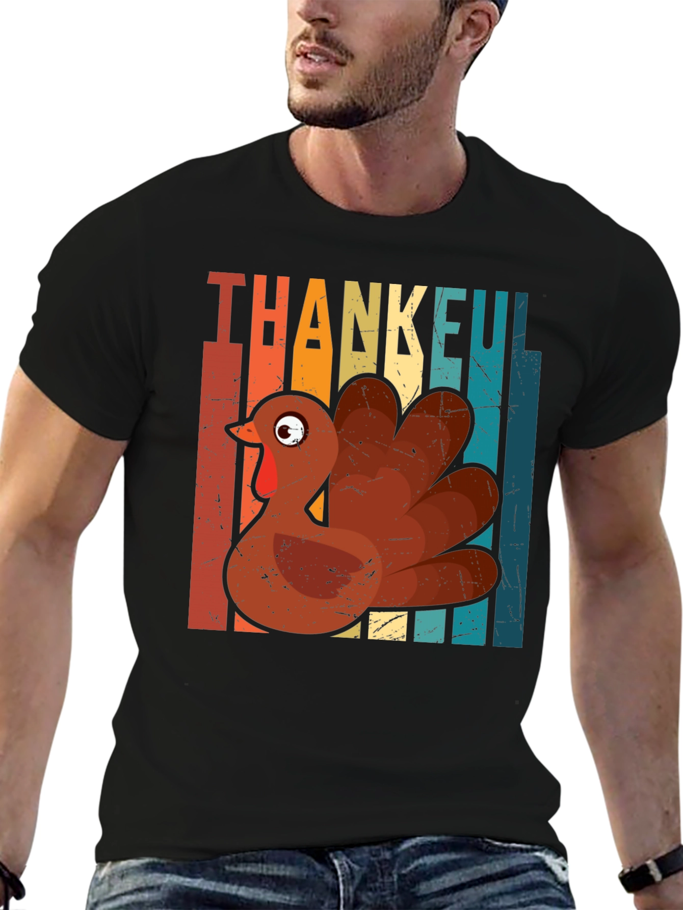 Thankful Turkey Graphic T-Shirt - Thanksgiving Holiday Tee