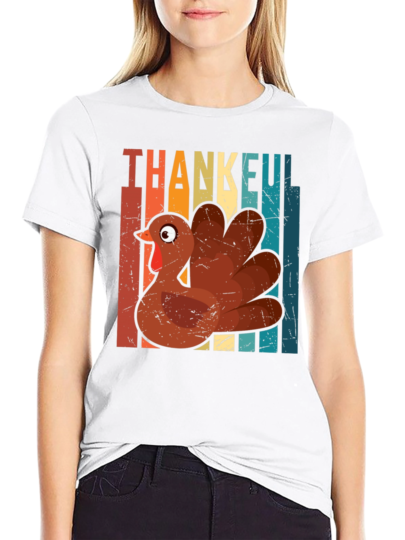 Thankful Turkey Graphic T-Shirt - Thanksgiving Holiday Tee