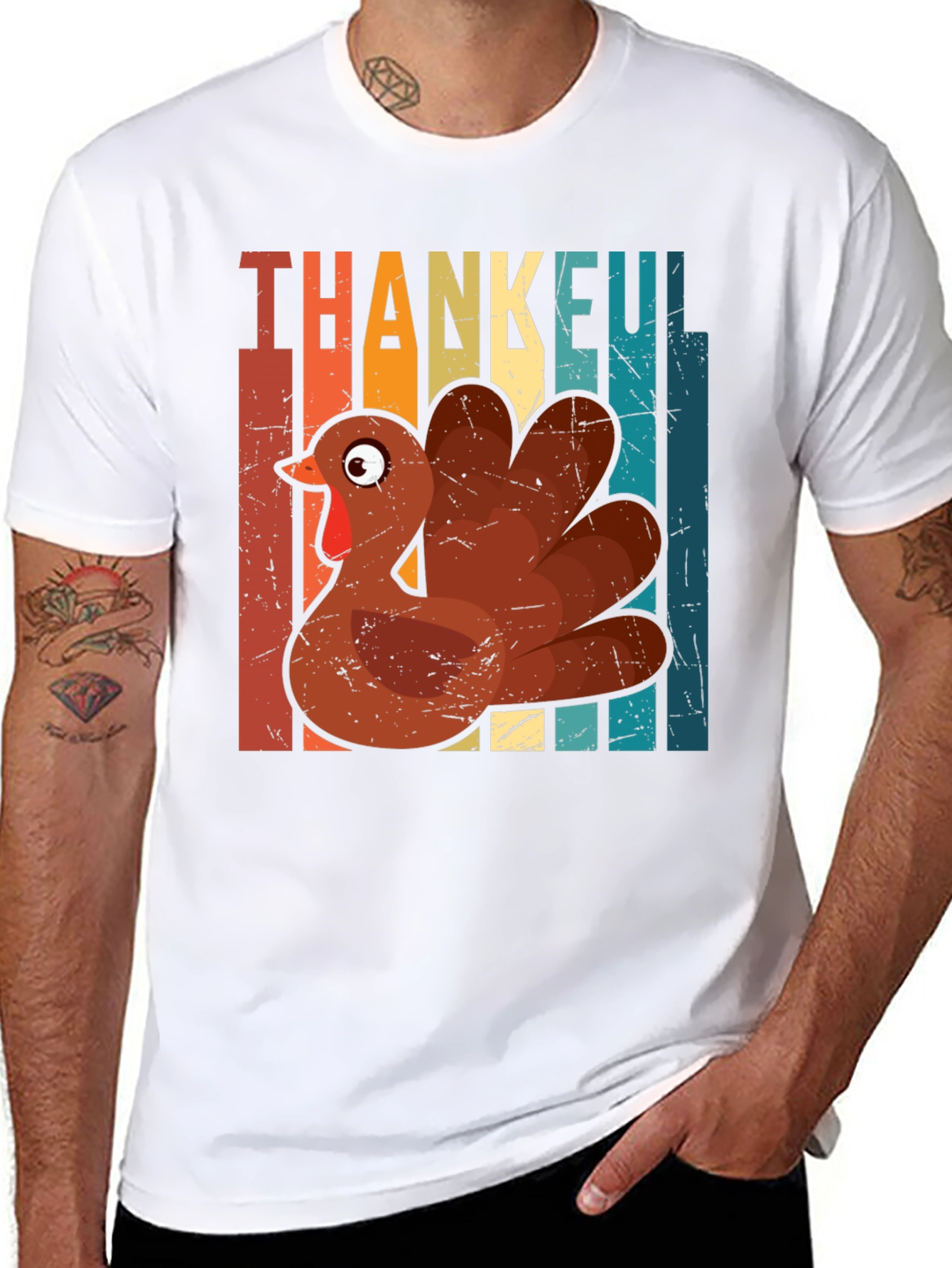 Thankful Turkey Graphic T-Shirt - Thanksgiving Holiday Tee