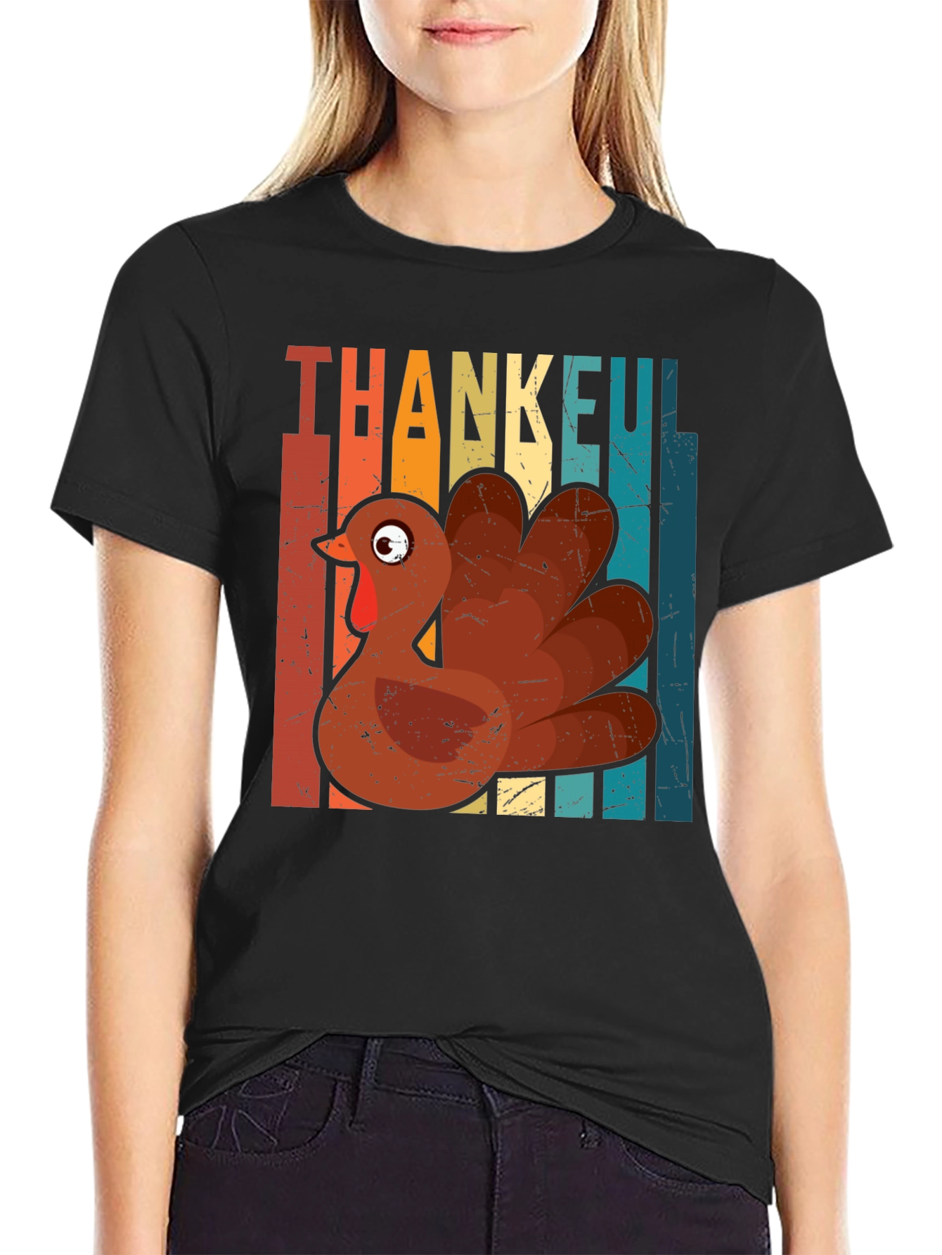 Thankful Turkey Graphic T-Shirt - Thanksgiving Holiday Tee