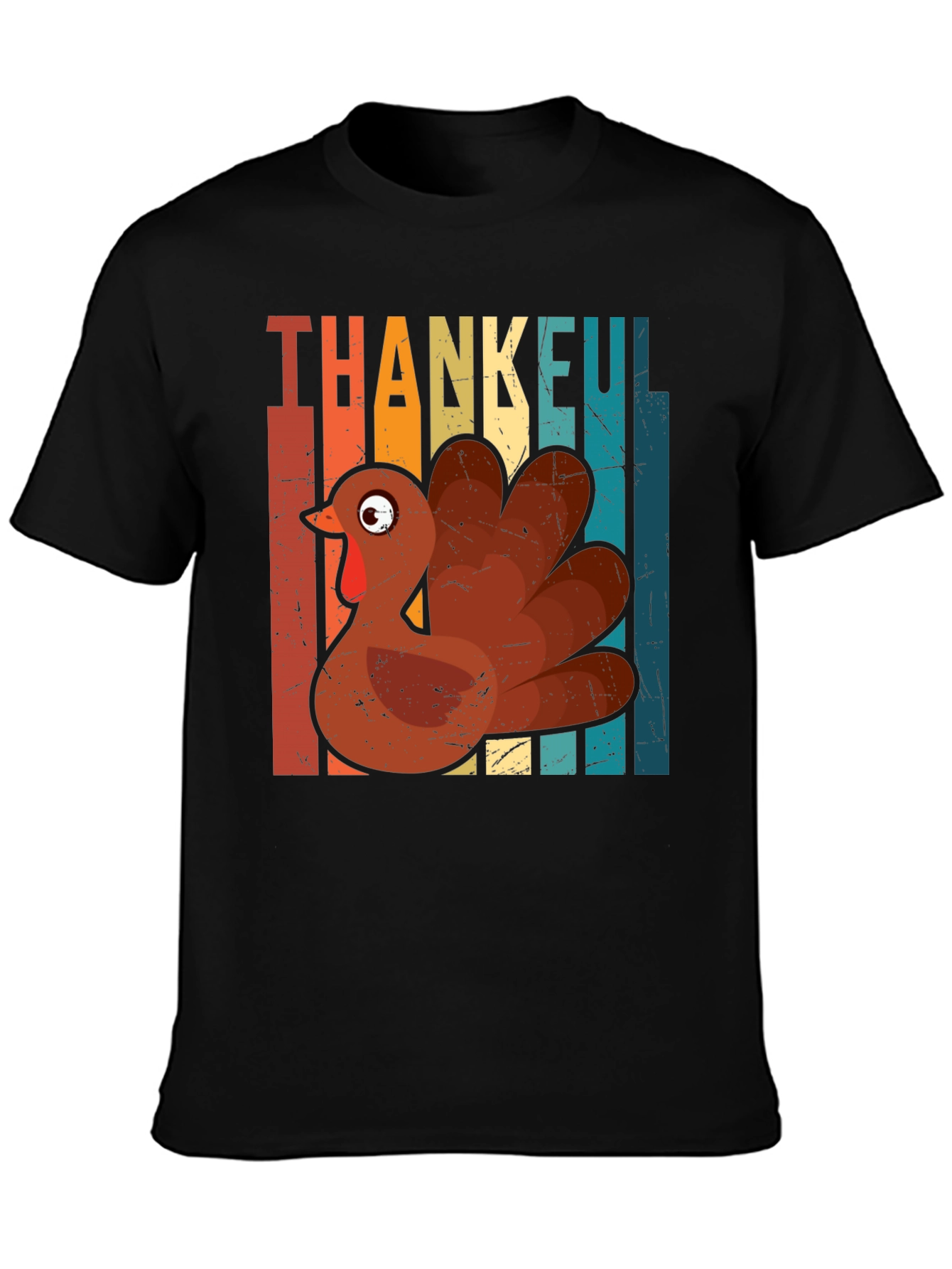 Thankful Turkey Graphic T-Shirt - Thanksgiving Holiday Tee
