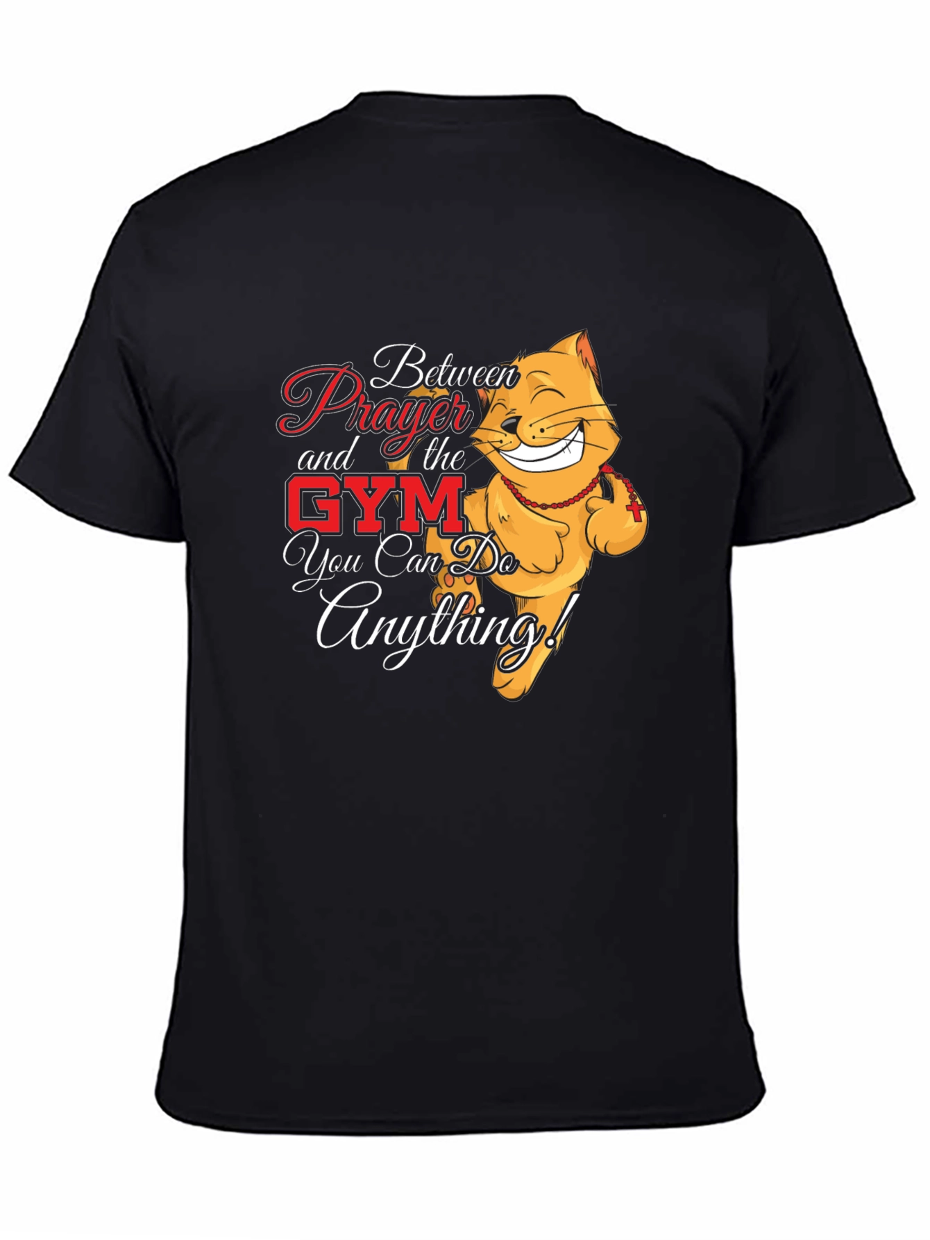 Prayer Gym Cat Black T-Shirt
