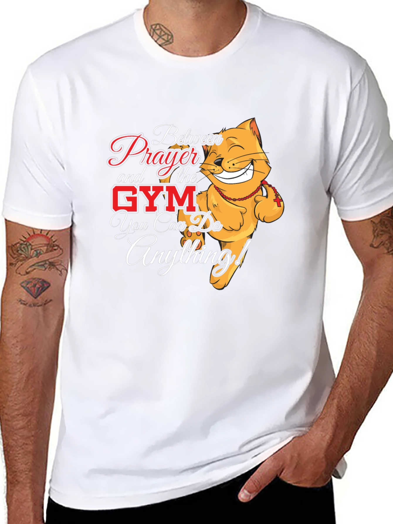 Prayer Gym Cat Black T-Shirt