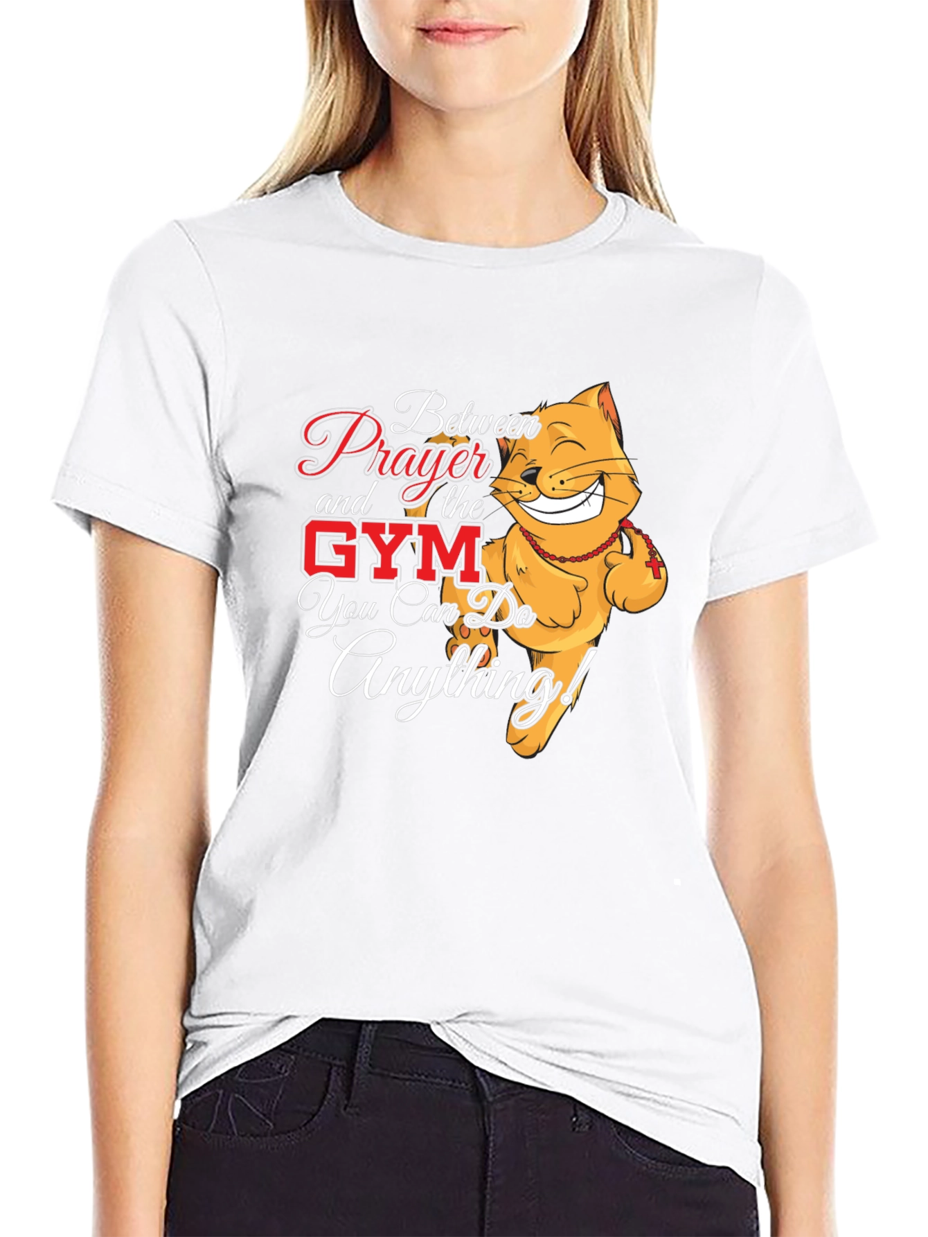 Prayer Gym Cat Black T-Shirt