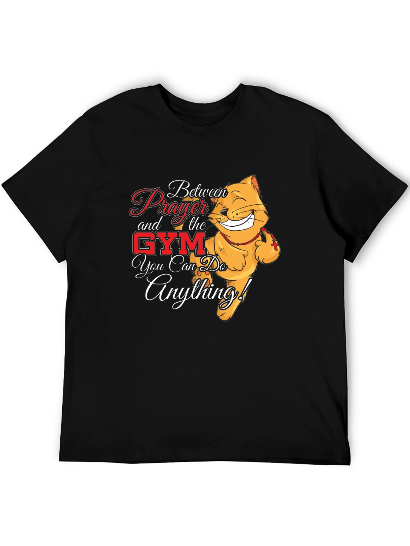 Prayer Gym Cat Black T-Shirt