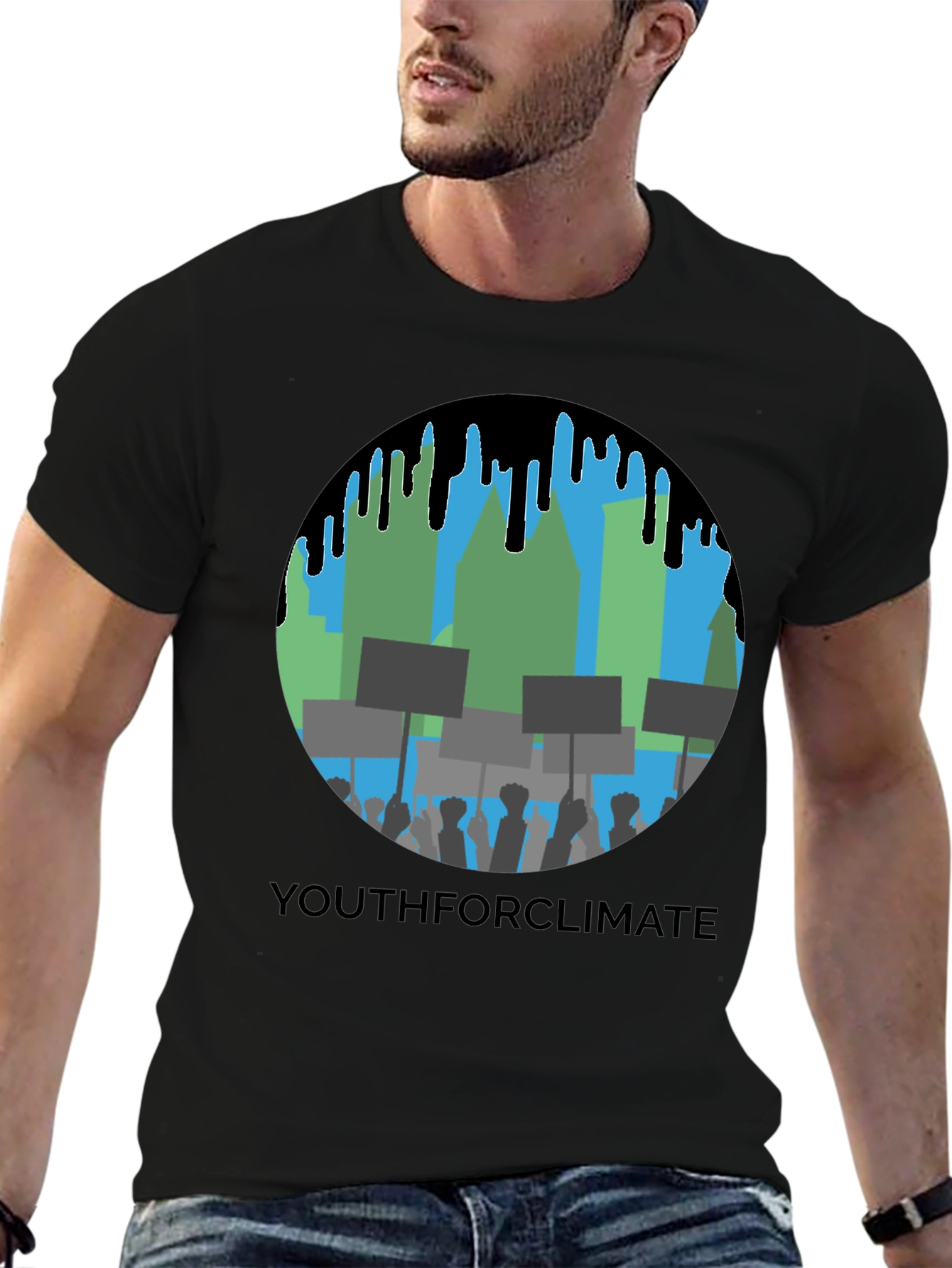 YouthforClimate Graphic Print Black T-Shirt