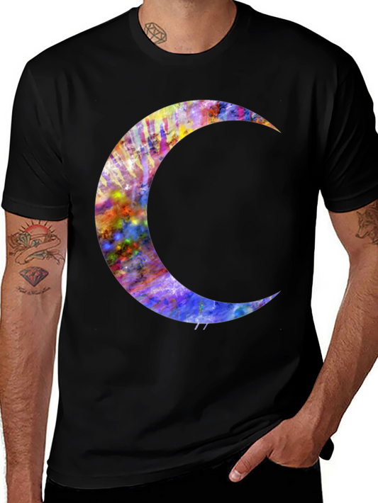 Colorful Crescent Moon Graphic T-Shirt