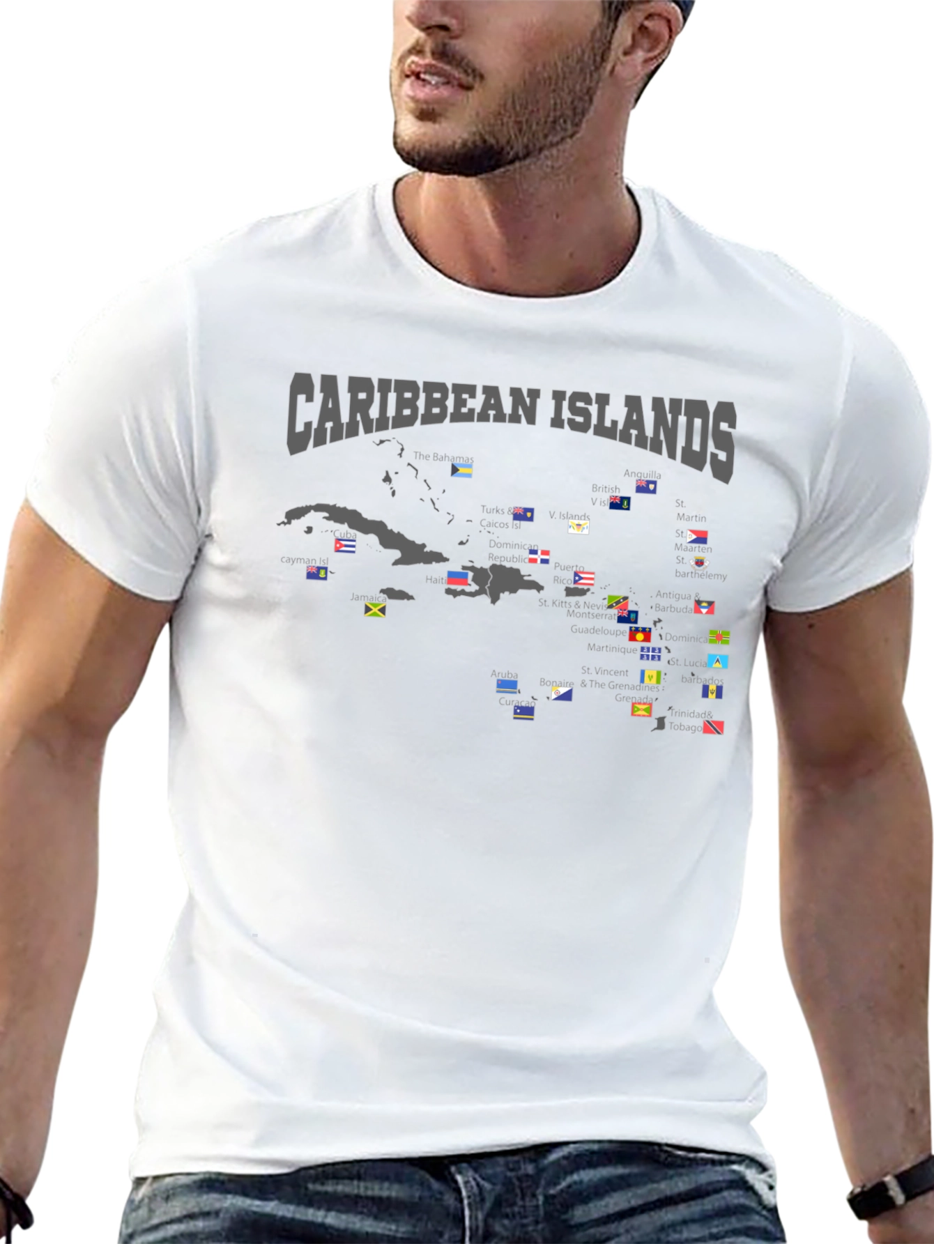 Caribbean Islands Flags T-Shirt - Black