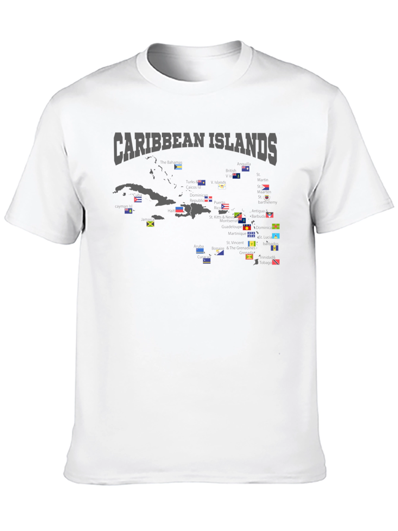 Caribbean Islands Flags T-Shirt - Black